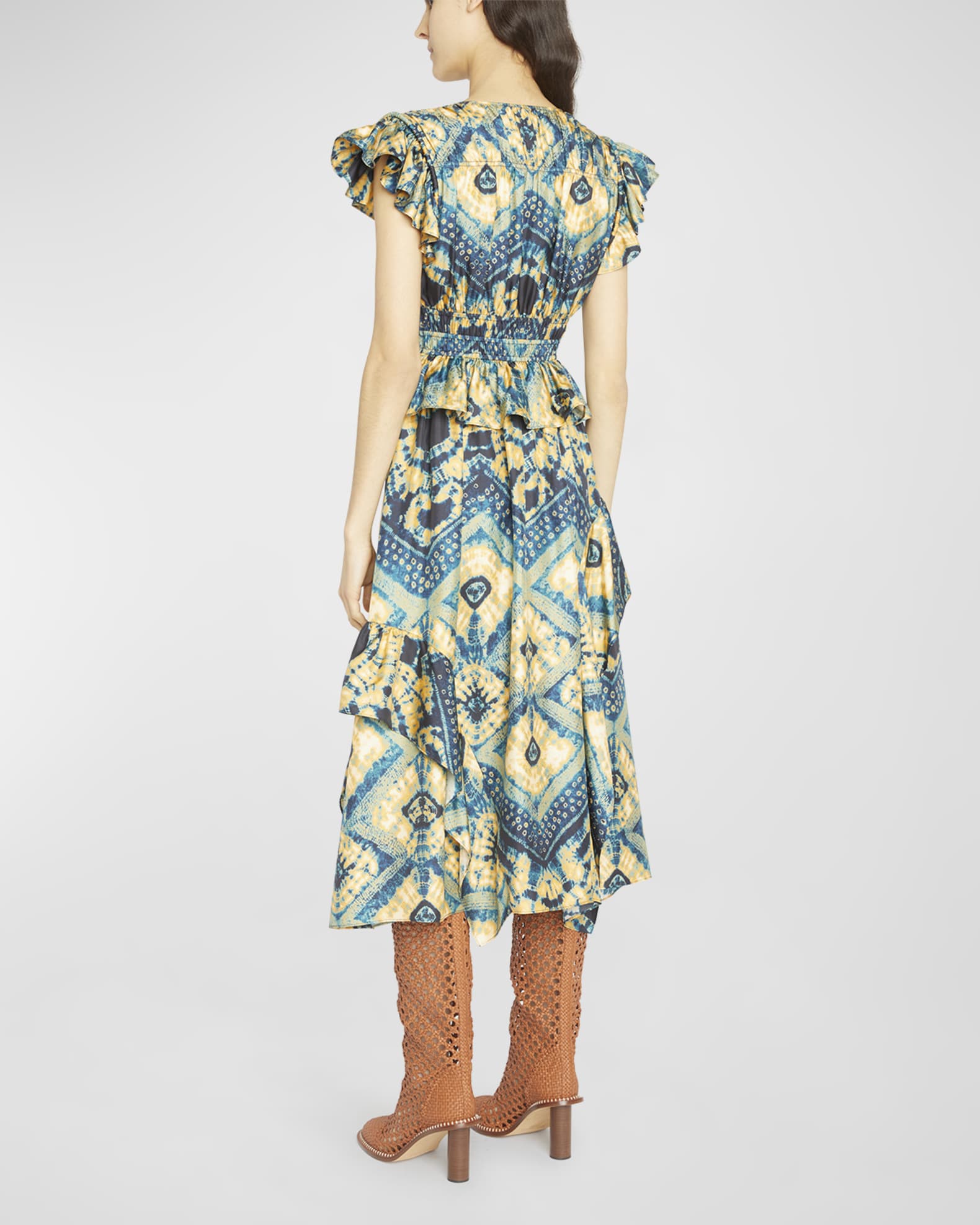 Avienna print tiered dress sale