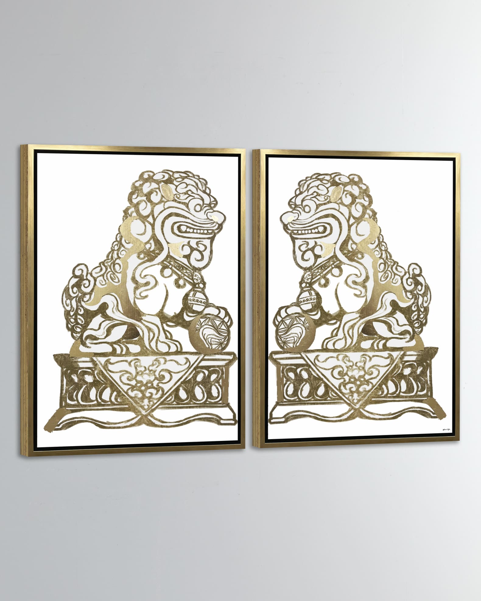 Golden Foo Dog Giclée, Set of 2 1