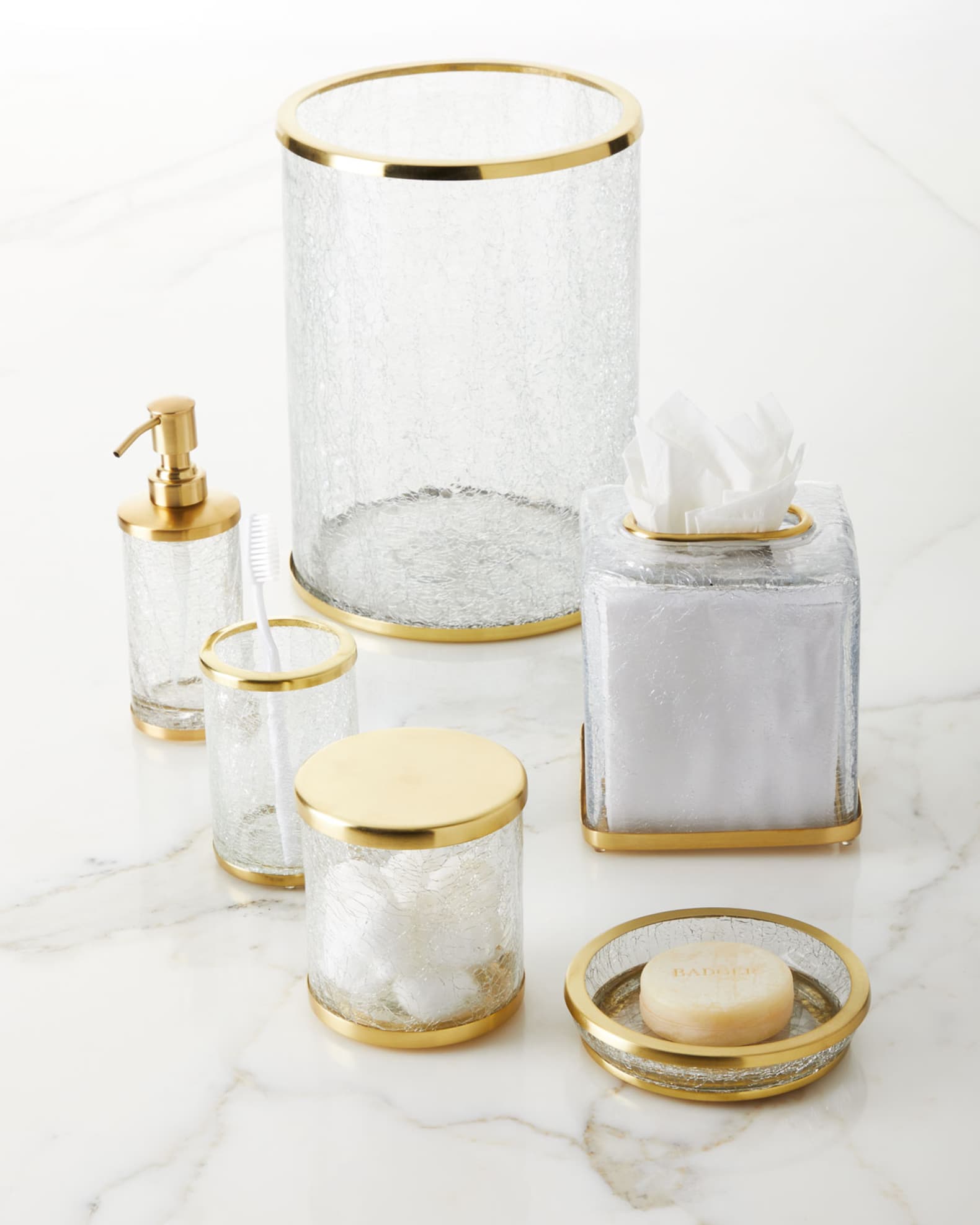 Pomaria Brushed Gold Wastebasket 1
