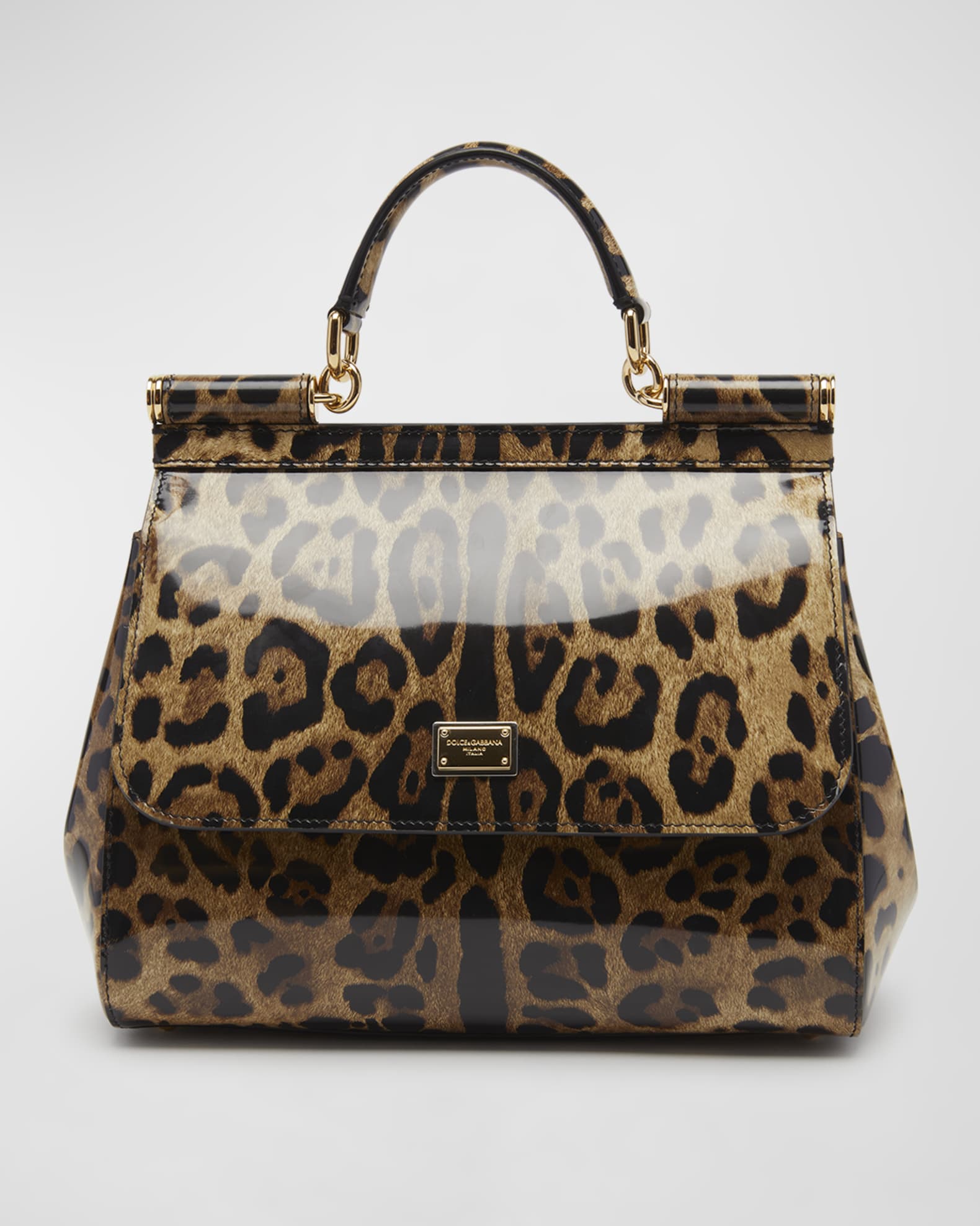 Dolce&Gabbana Sicily Large Leopard-Print Top-Handle Bag