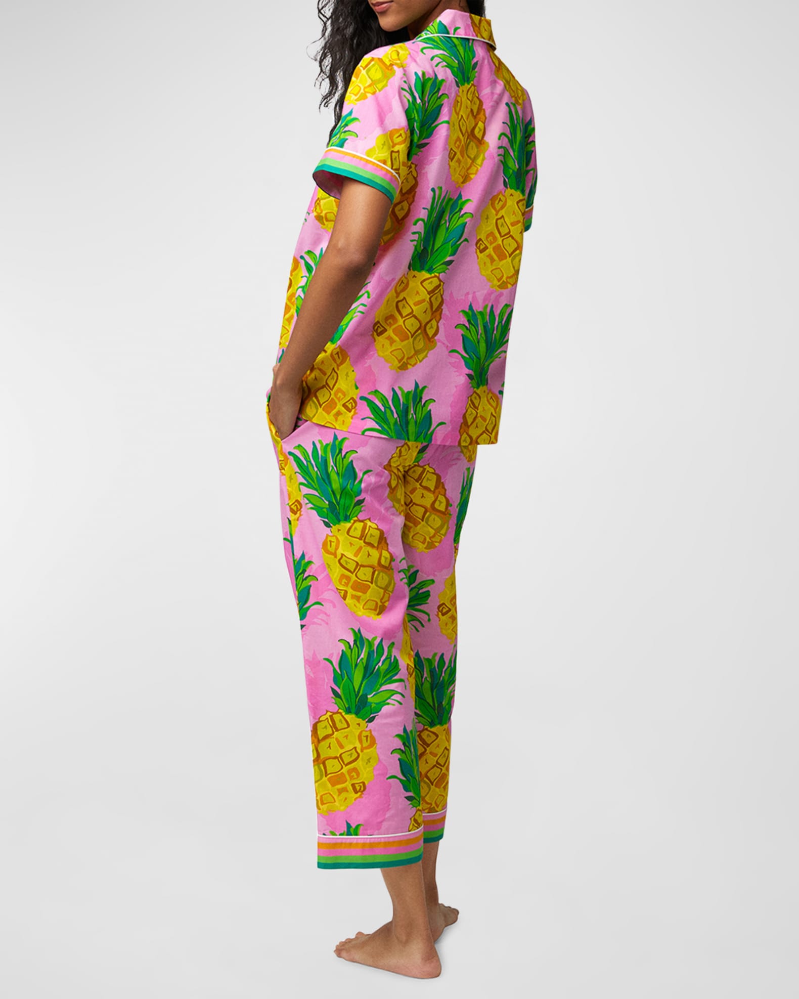 Hawaii Tropical Leaf Pineapple Print Pajama and Wide Leg Pants For Men Dog and Owner Matching Outfits