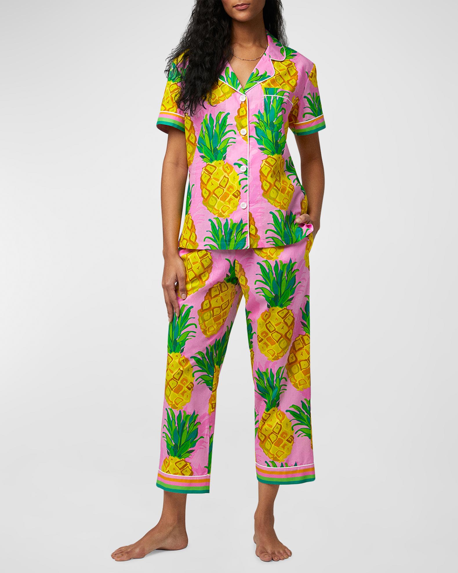 Trina Turk x Bedhead Pajamas Cropped Pineapple-Print Cotton Pajama Set ...