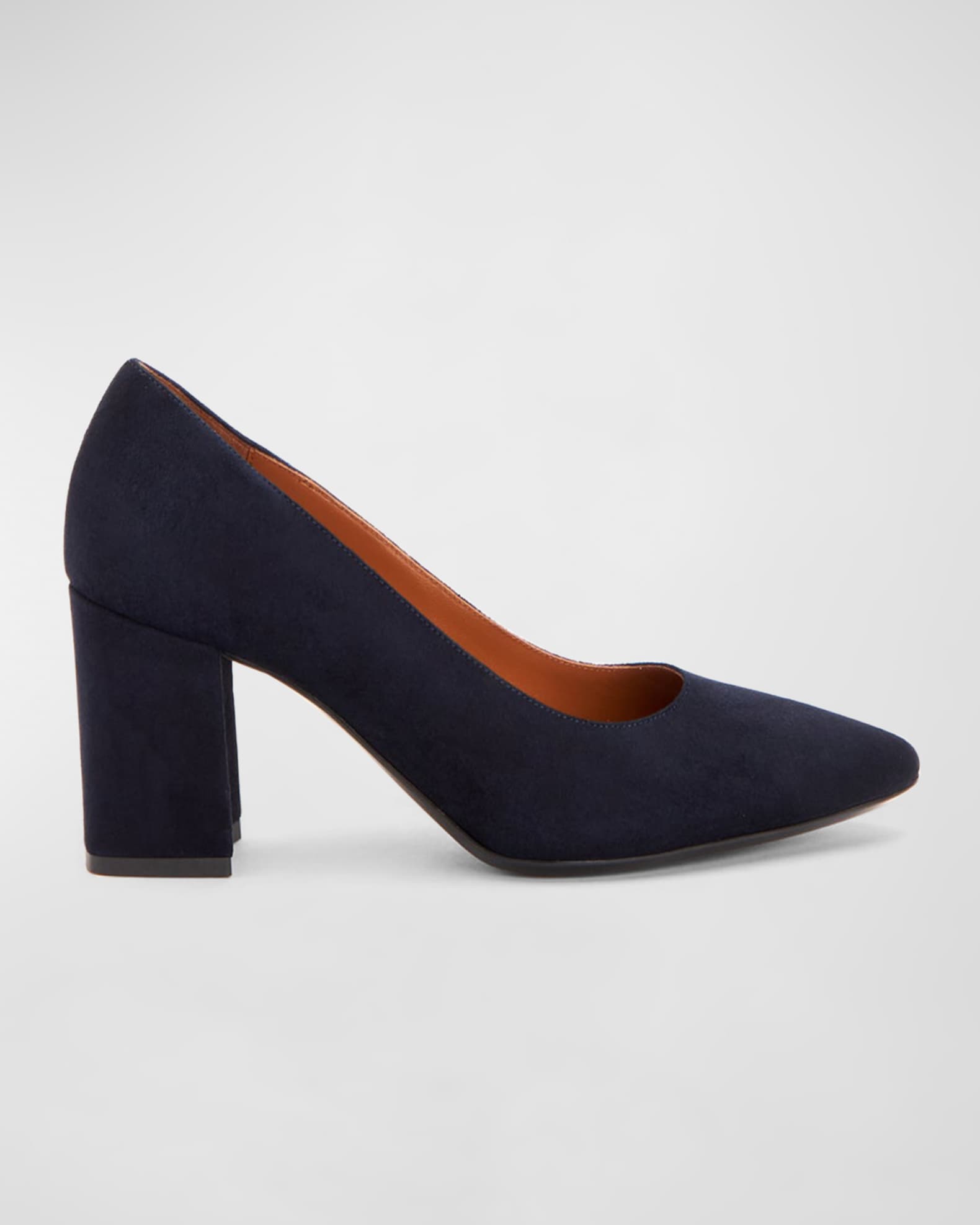 Aquatalia Peony Suede BlockHeel Pumps Neiman Marcus