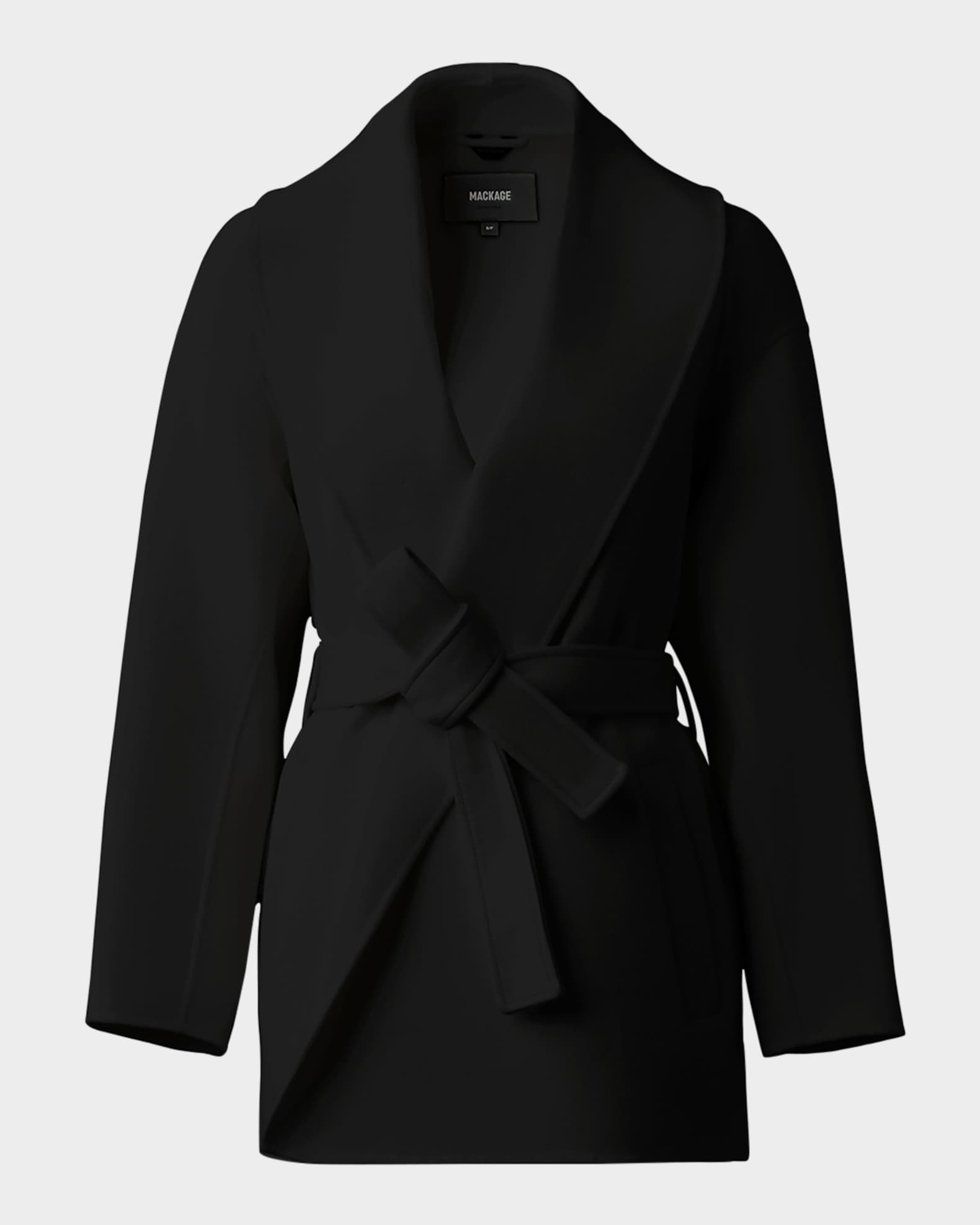 Mackage Tyra Double Face Wool Wrap Coat with Tie Belt Neiman Marcus