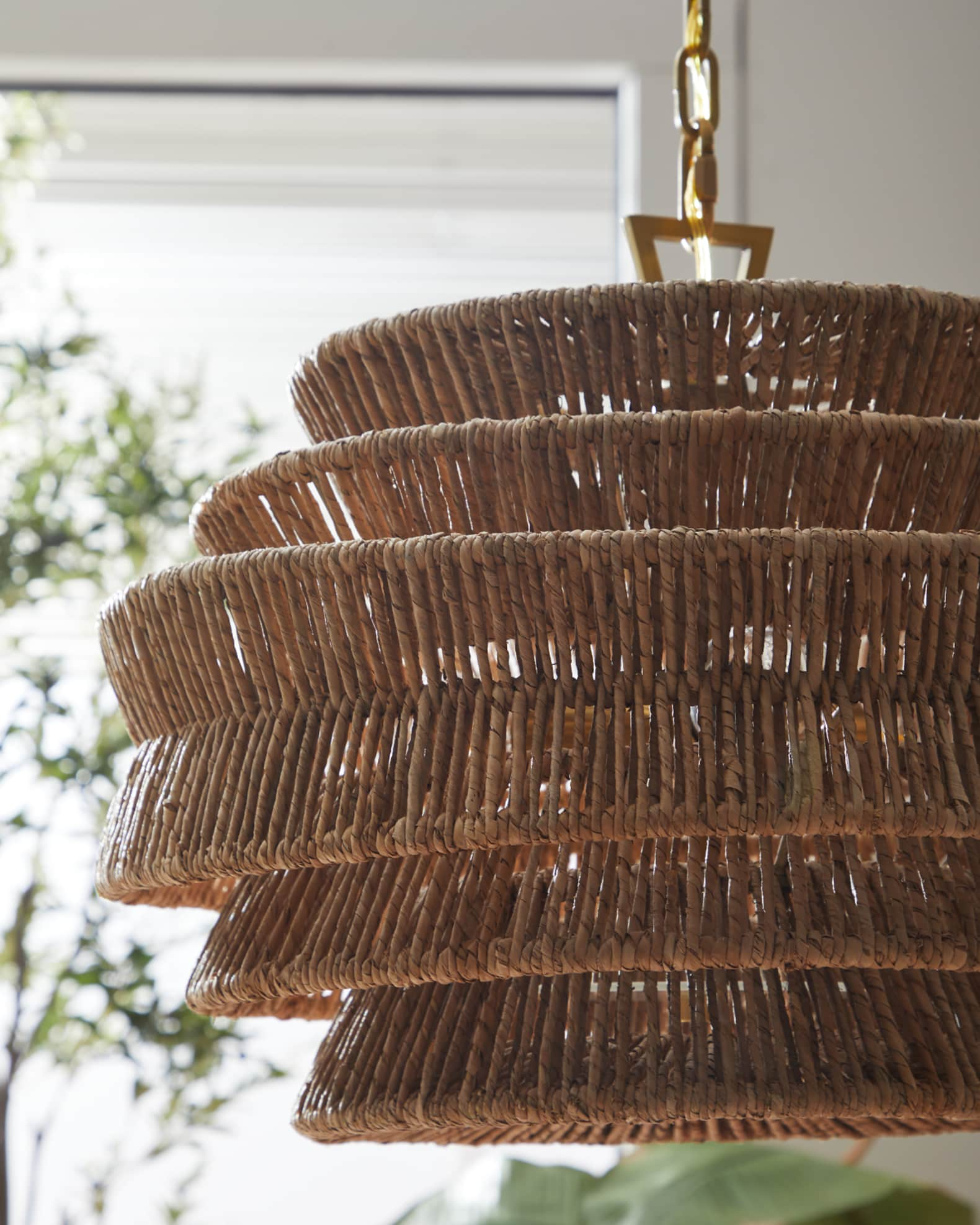 Visual Comfort Signature Antigua XL Drum Chandelier in Antique Brass &  Natural Abaca by Chapman & Myers