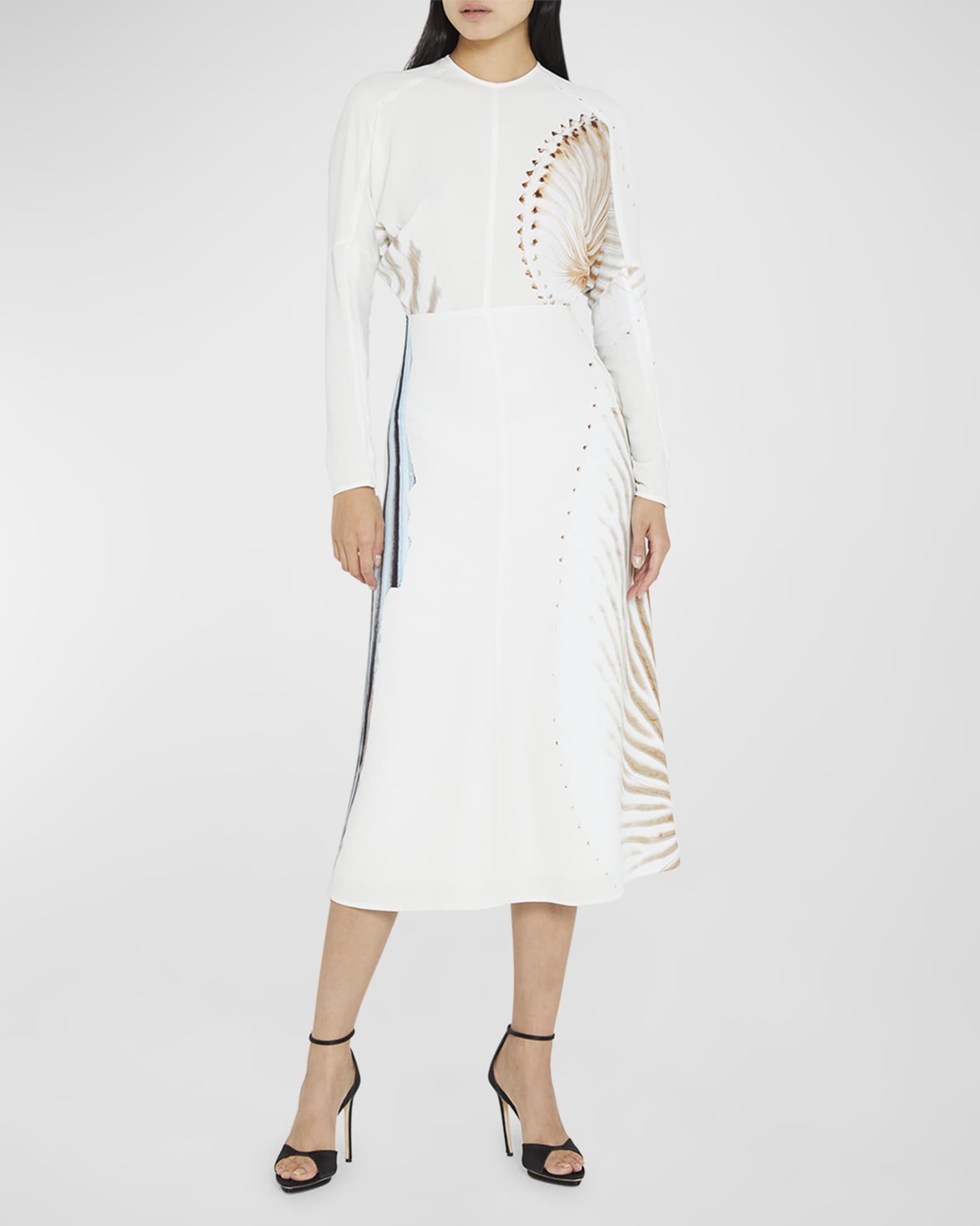 Victoria Beckham Swirl-Print Dolman-Sleeve Midi Dress | Neiman Marcus