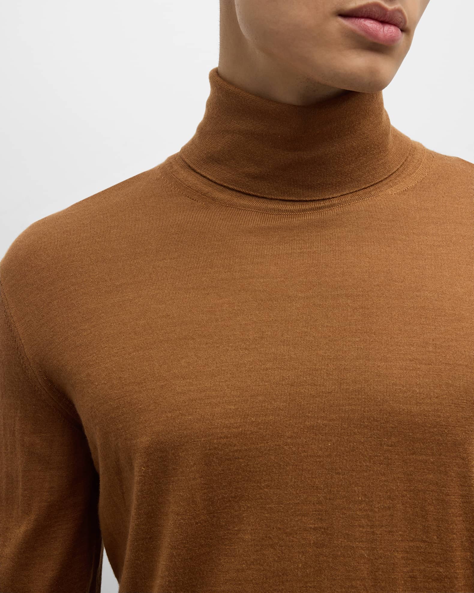ZEGNA Men's Casheta Light Cashmere-Silk Turtleneck Sweater | Neiman Marcus