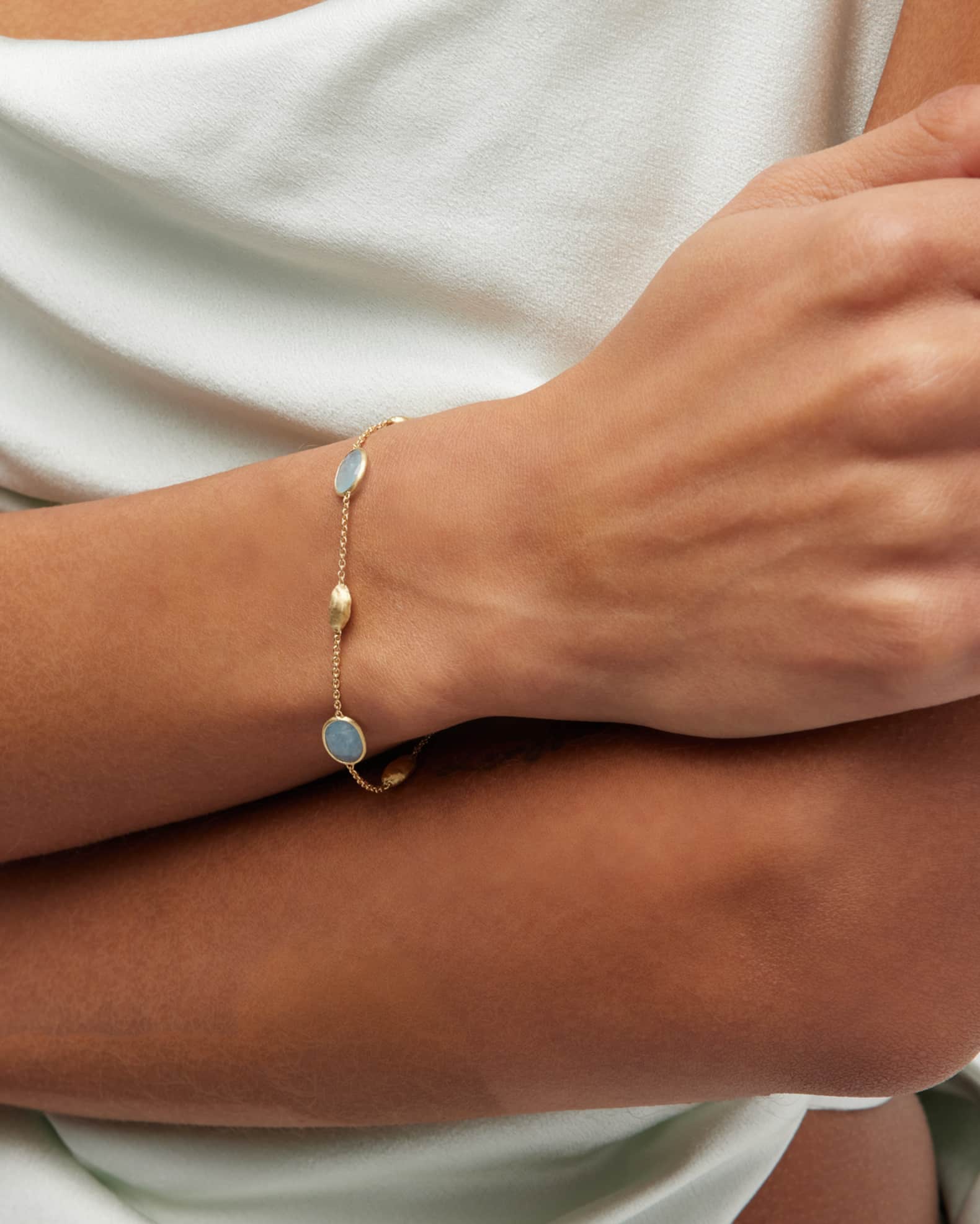 18K Yellow Gold Siviglia Aquamarine Bead Bracelet 1