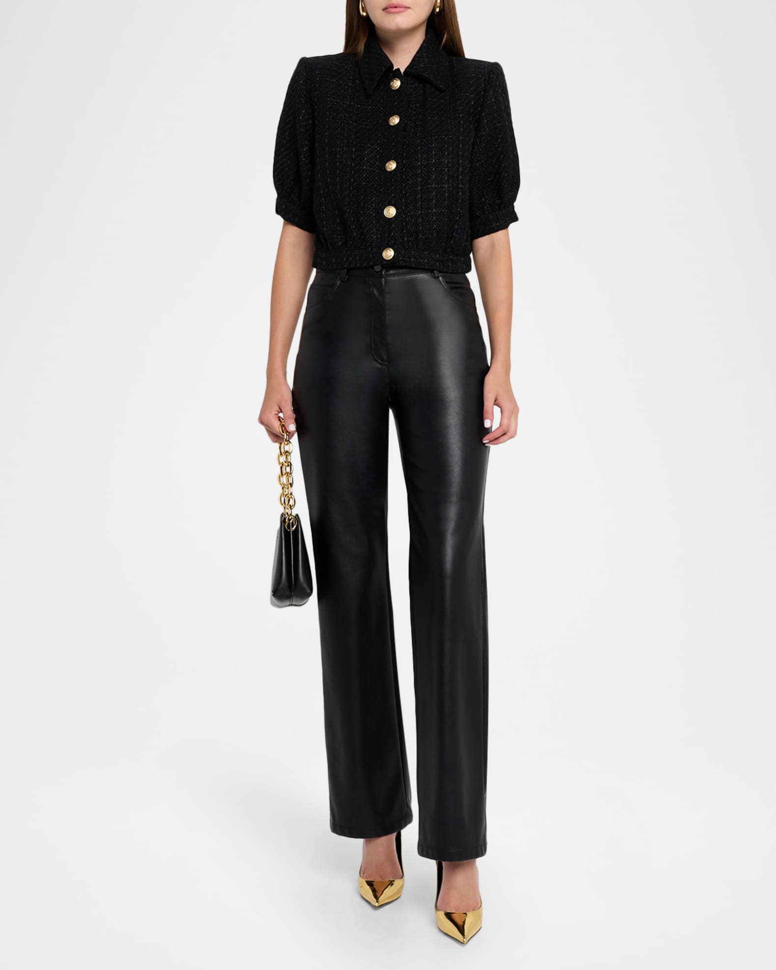 Cove Cropped Short-Sleeve Tweed Jacket