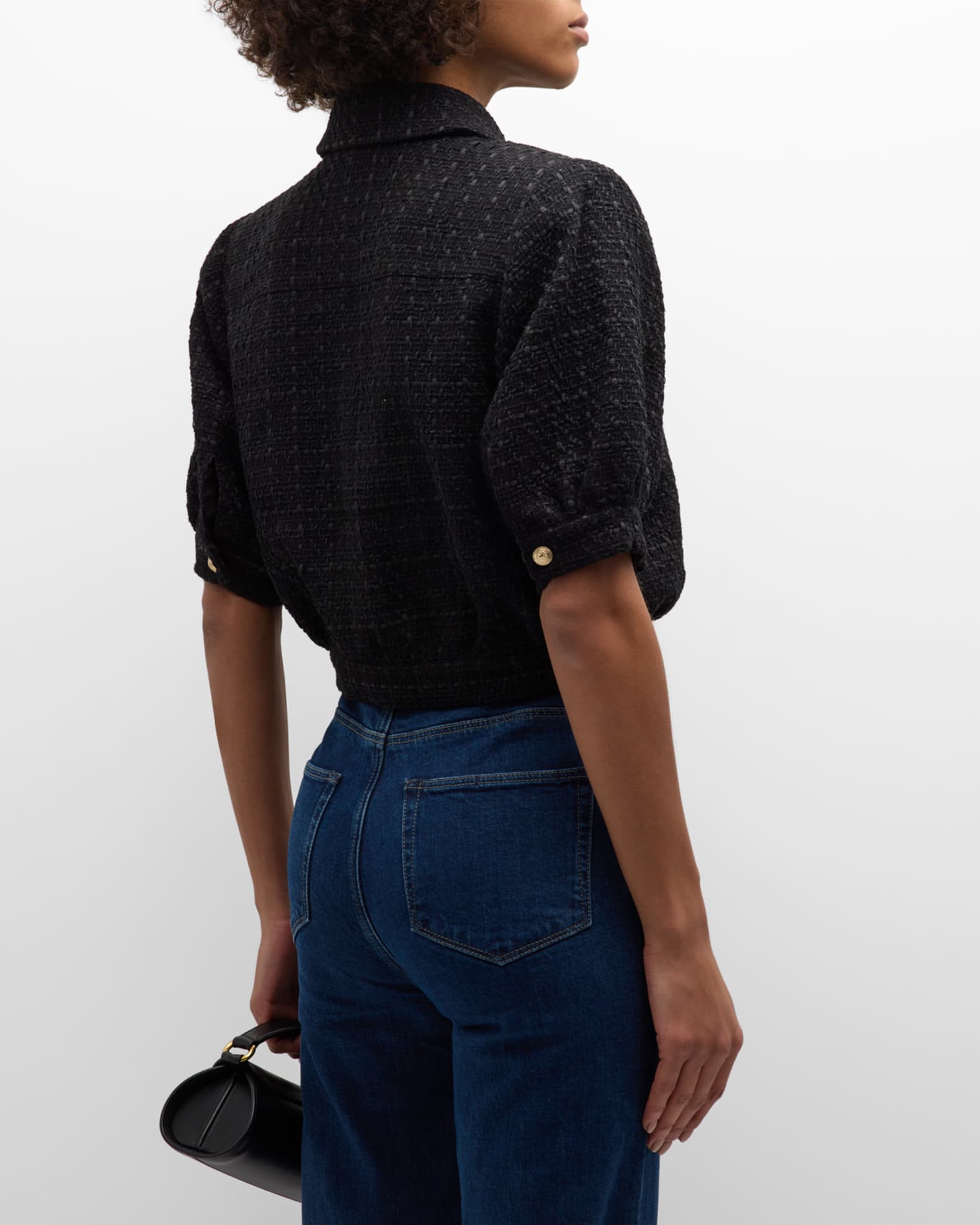 【IONSEOUL】Leaf Line Tweed Crop Jacket 4JH206 IONSEOUL Leaf Line Tweed Crop Jacket
