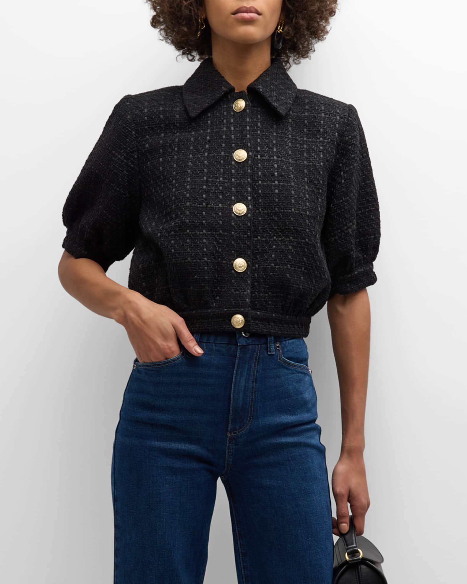 Short sleeve tweed jacket online