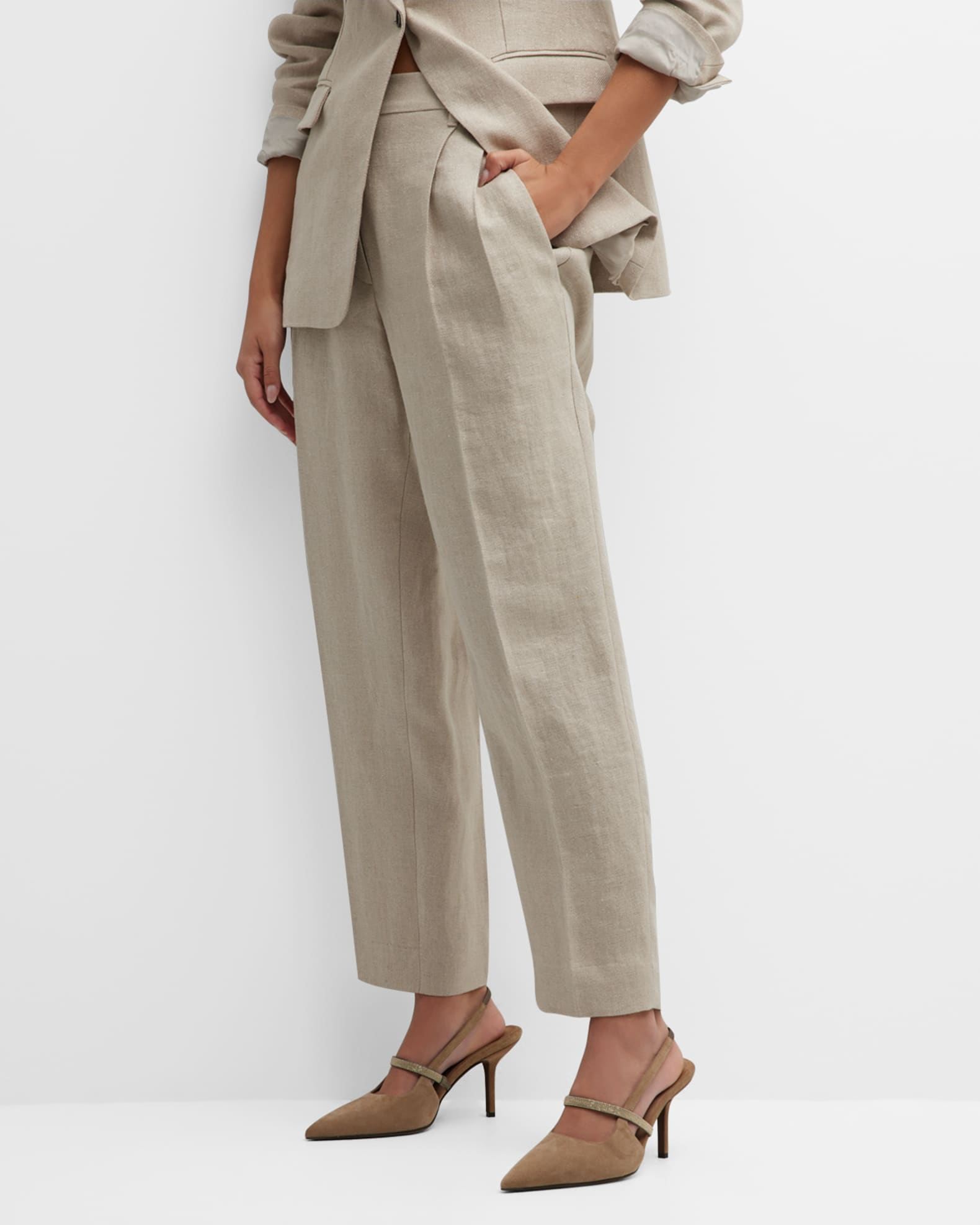 Brunello Cucinelli Women Slouchy Trousers In Viscose And Linen Fluid Twill With Moniline main image 1