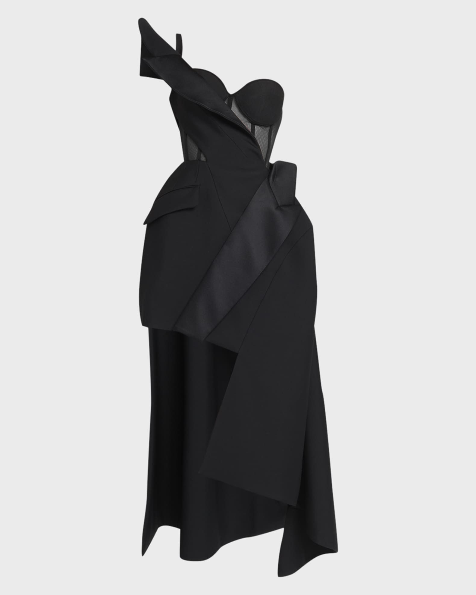 Alexander McQueen Asymmetric Tailored Mini Dress with Sheer Detail ...