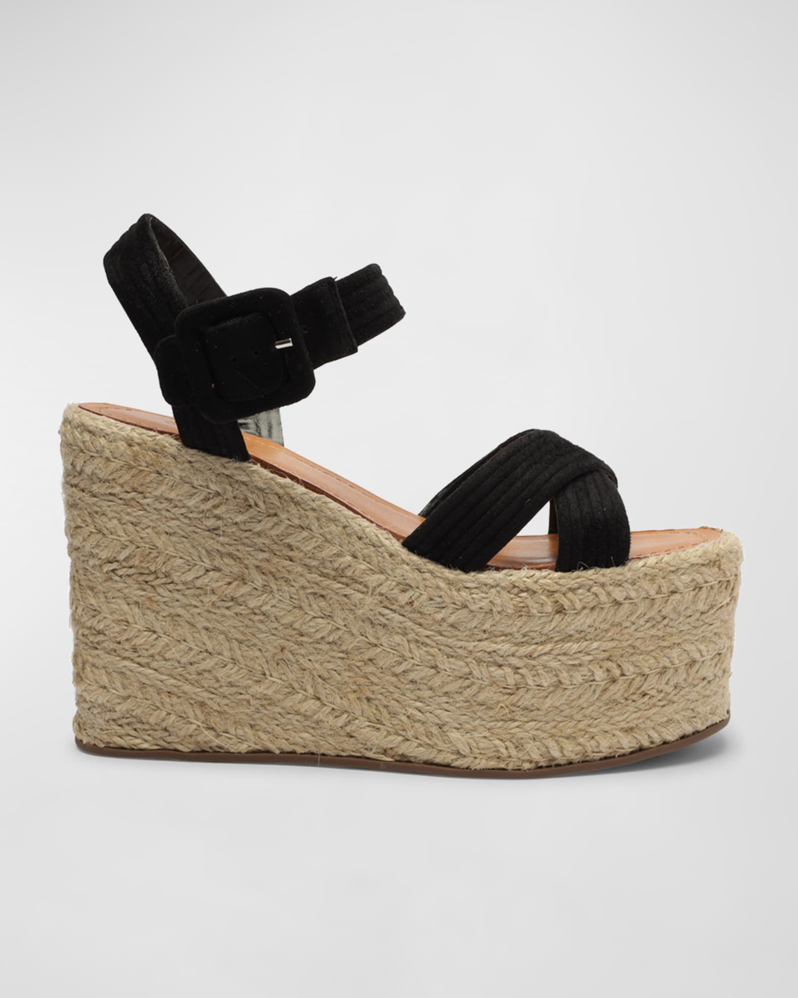 Red 95 canvas wrap espadrille wedge sandals, Gucci