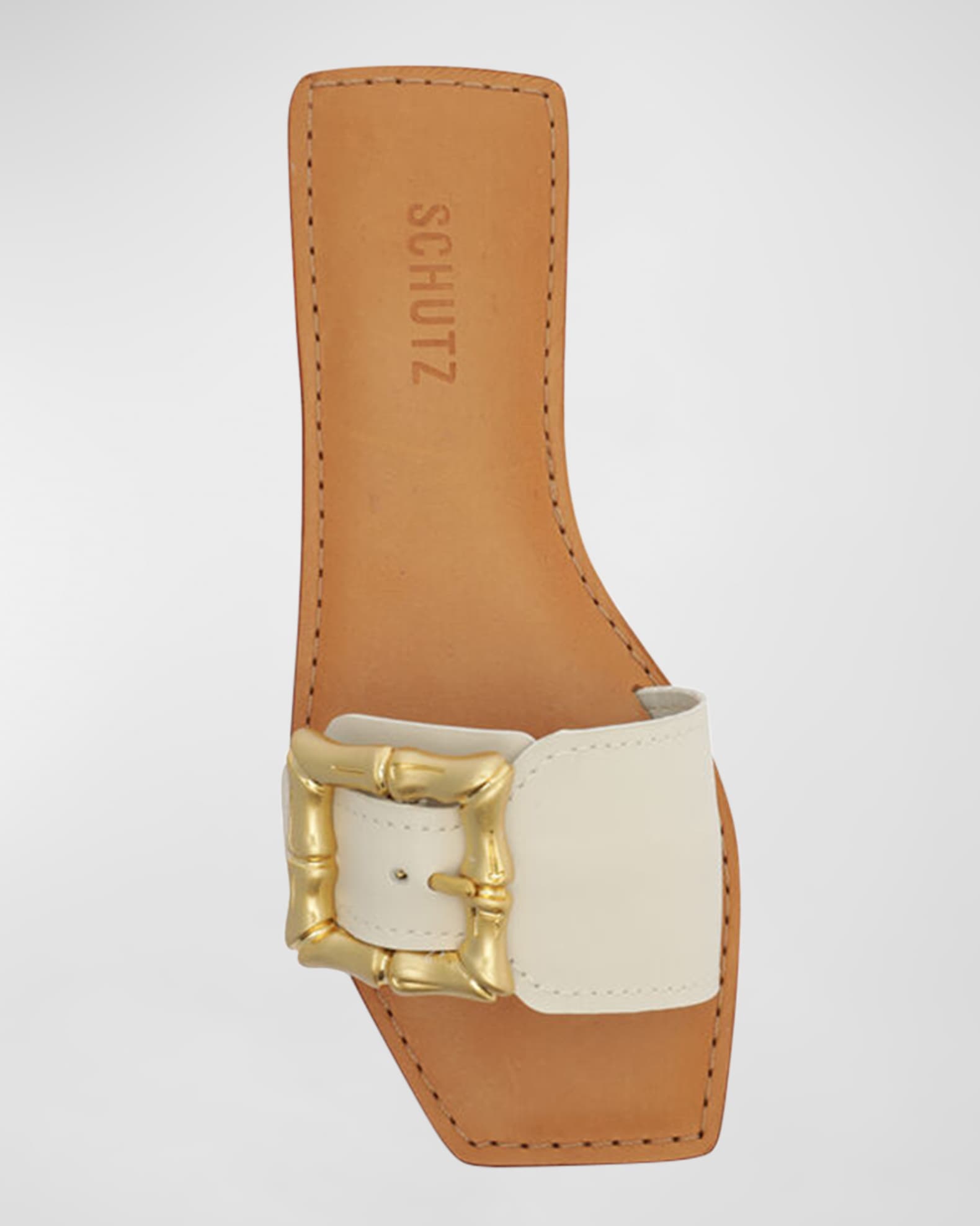 Schutz Enola Buckle Flat Slide Sandals Neiman Marcus