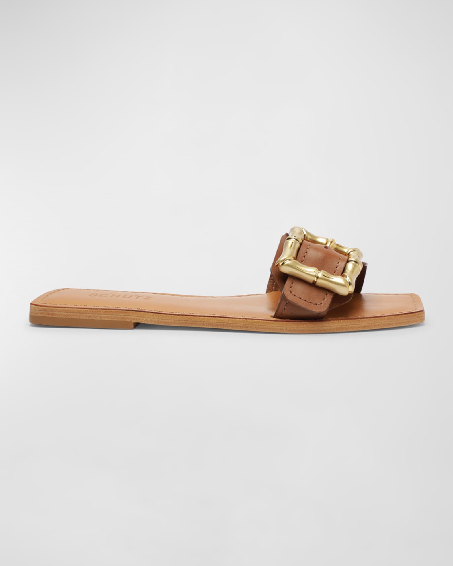 Schutz Enola Buckle Flat Slide Sandals Neiman Marcus