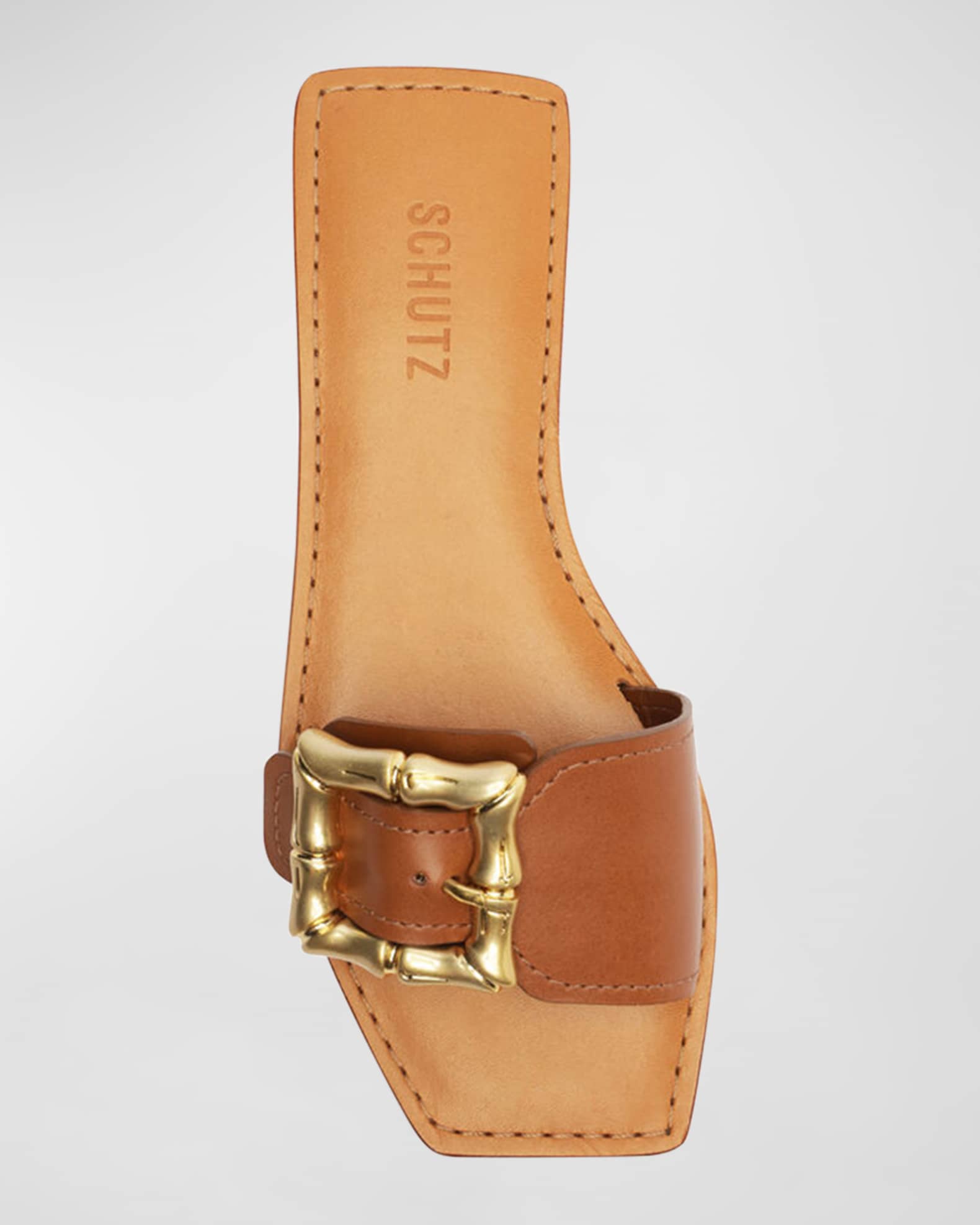 Schutz Enola Buckle Flat Slide Sandals Neiman Marcus