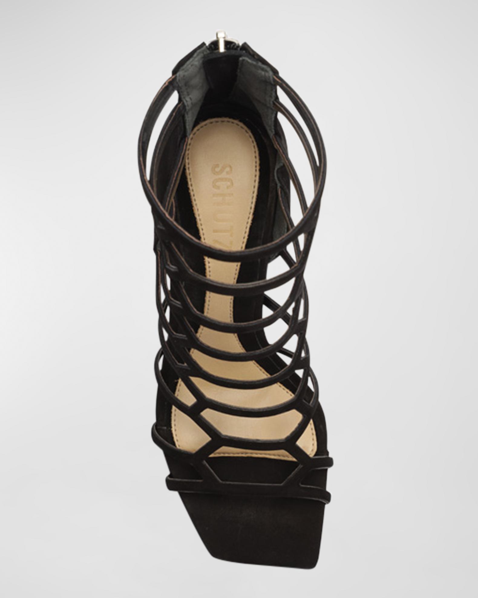 Sandales Schutz à Talons Aiguilles - Taille 11 US Occasion - Suède Noir