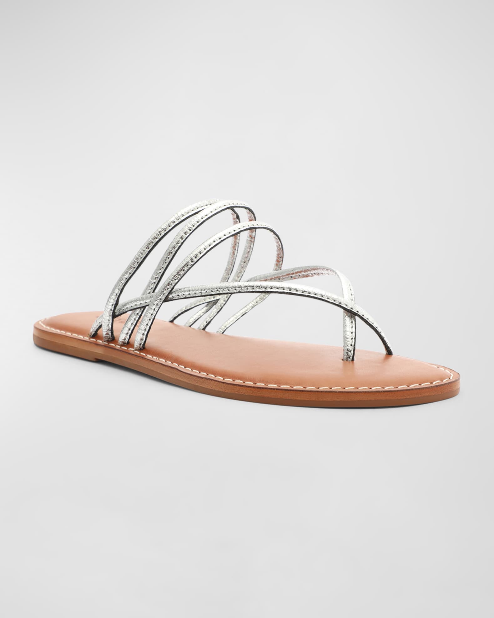 Schutz Mirielle Metallic Slide Sandals | Neiman Marcus