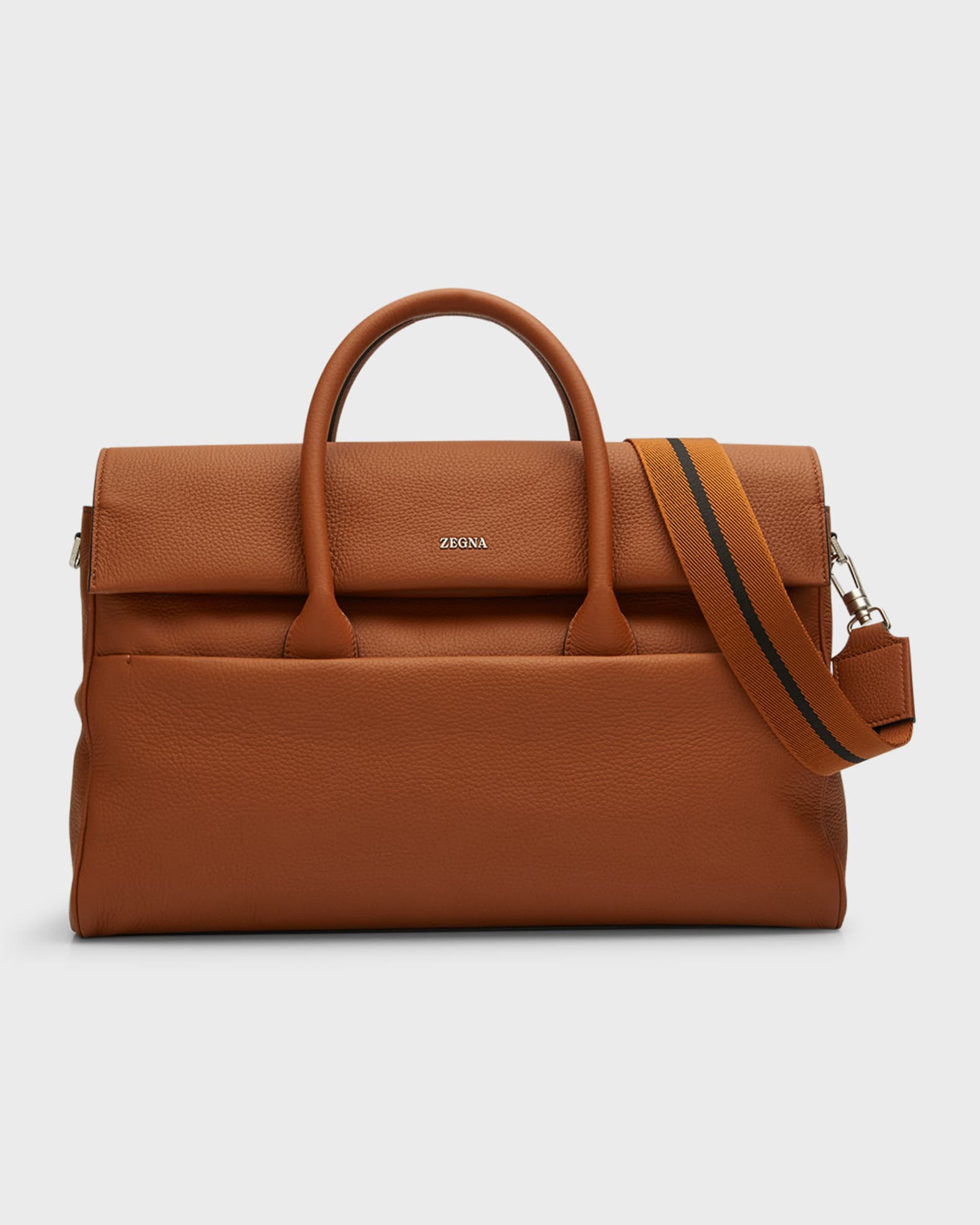 ZEGNA Men's Grained Leather Duffel Bag Neiman Marcus