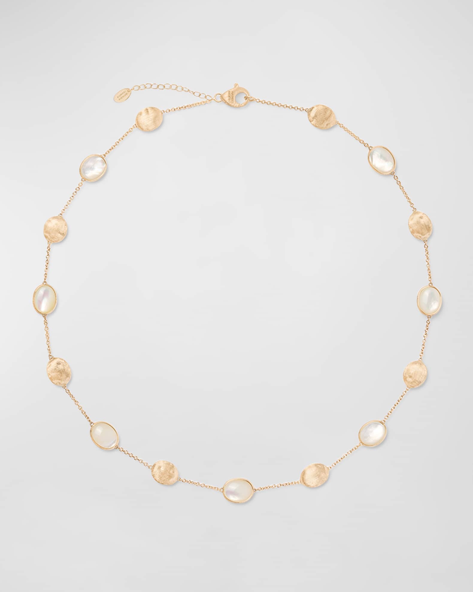 Rose Gold, Mother of Pearl and Diamond Monograms Layering Necklace, Station | Longchain, Contemporary Jewelry