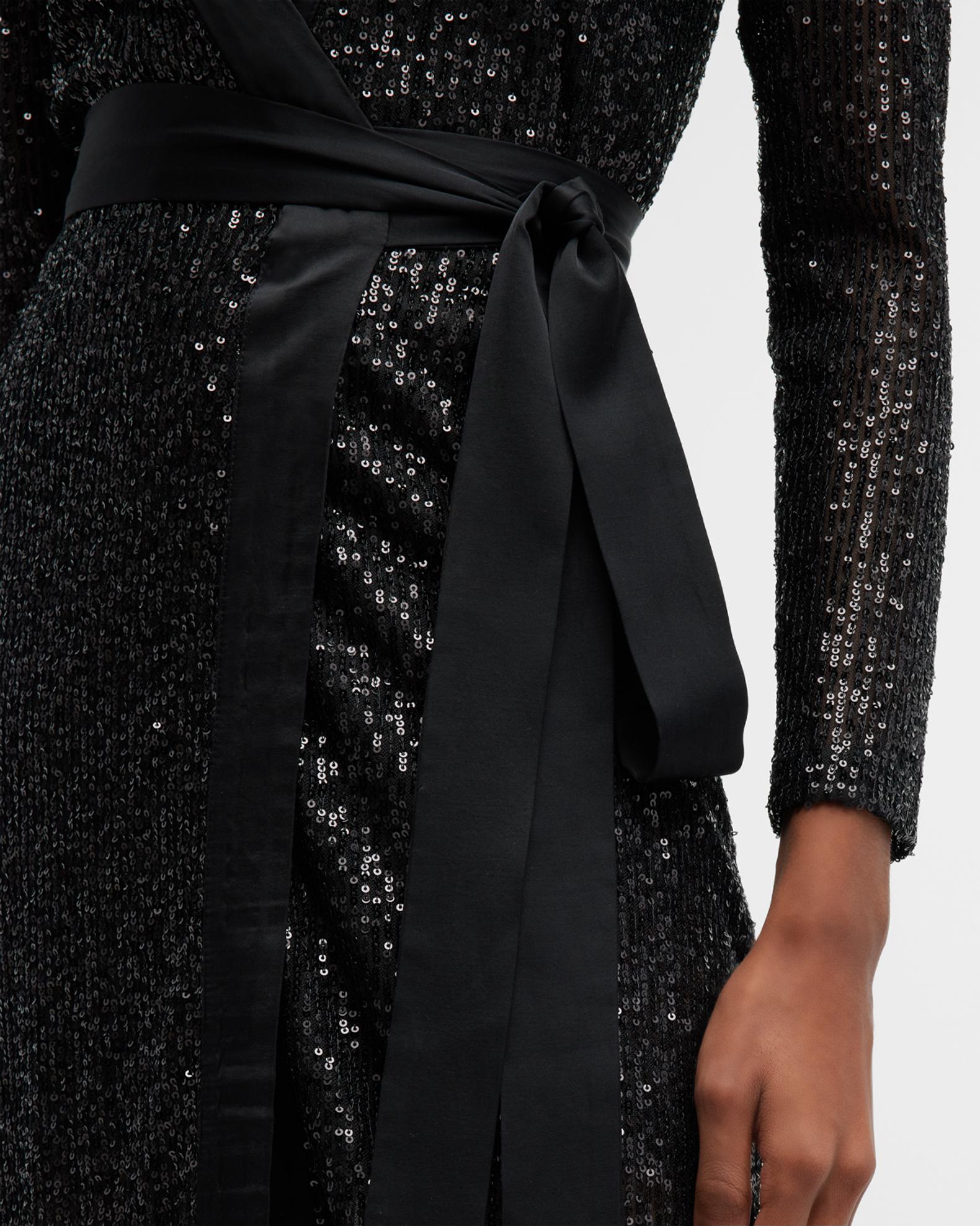 LACE The Label Sequin Tuxedo Midi Wrap Dress | Neiman Marcus