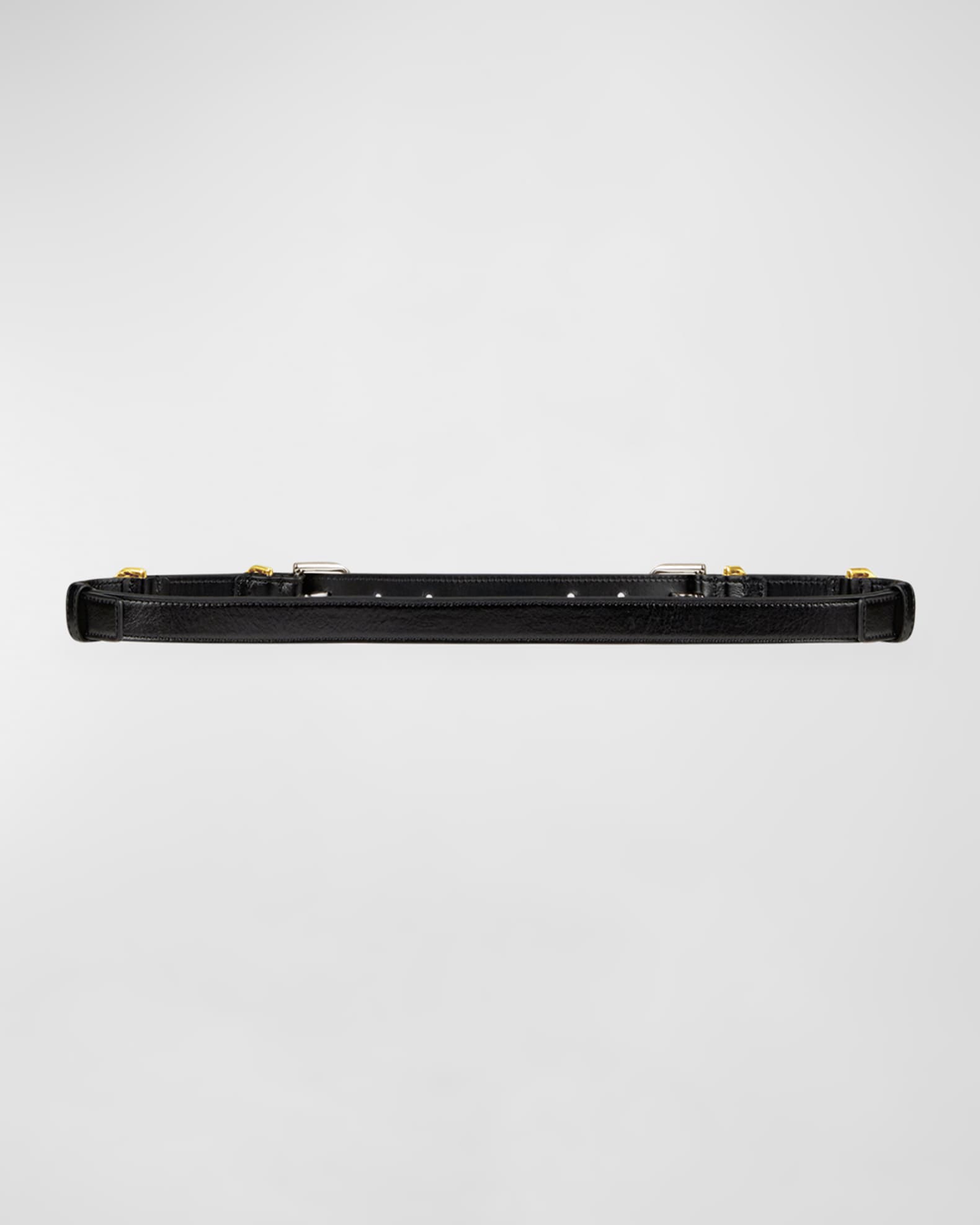 Voyou V2 Skinny Pebble-Grain Leather Belt  1