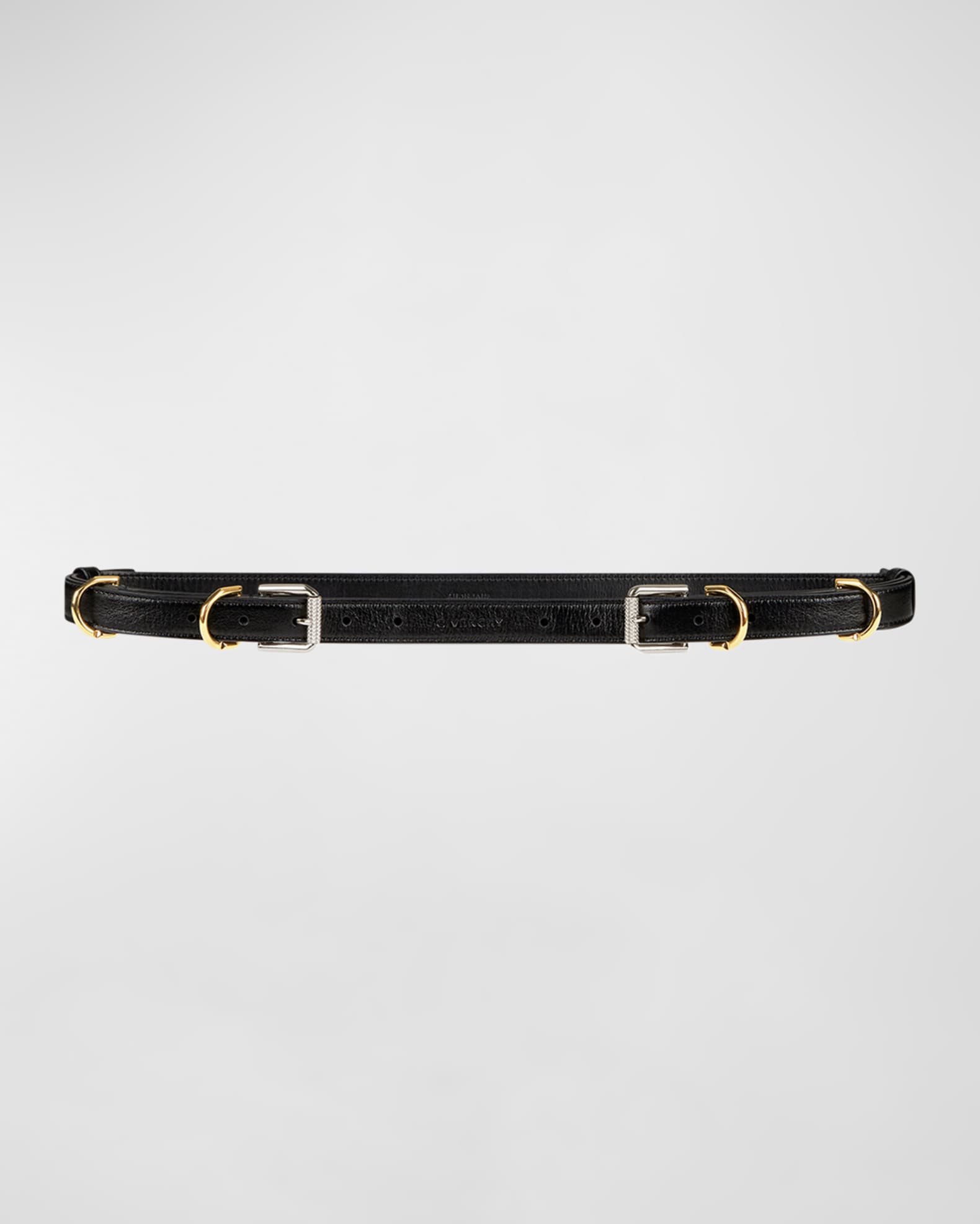 Voyou V2 Skinny Pebble-Grain Leather Belt  0
