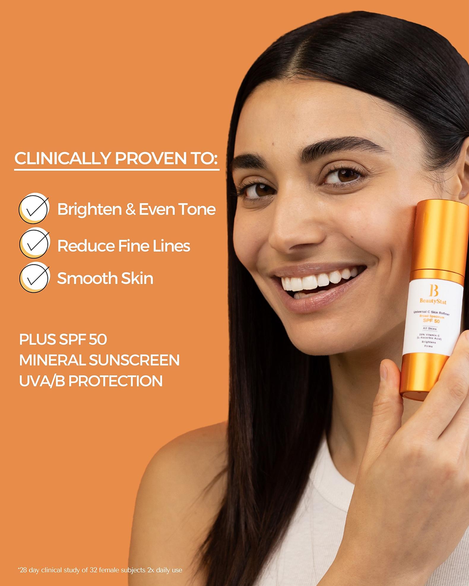 BeautyStat Universal C Skin Refiner Vitamin C Serum + SPF50 Mineral ...