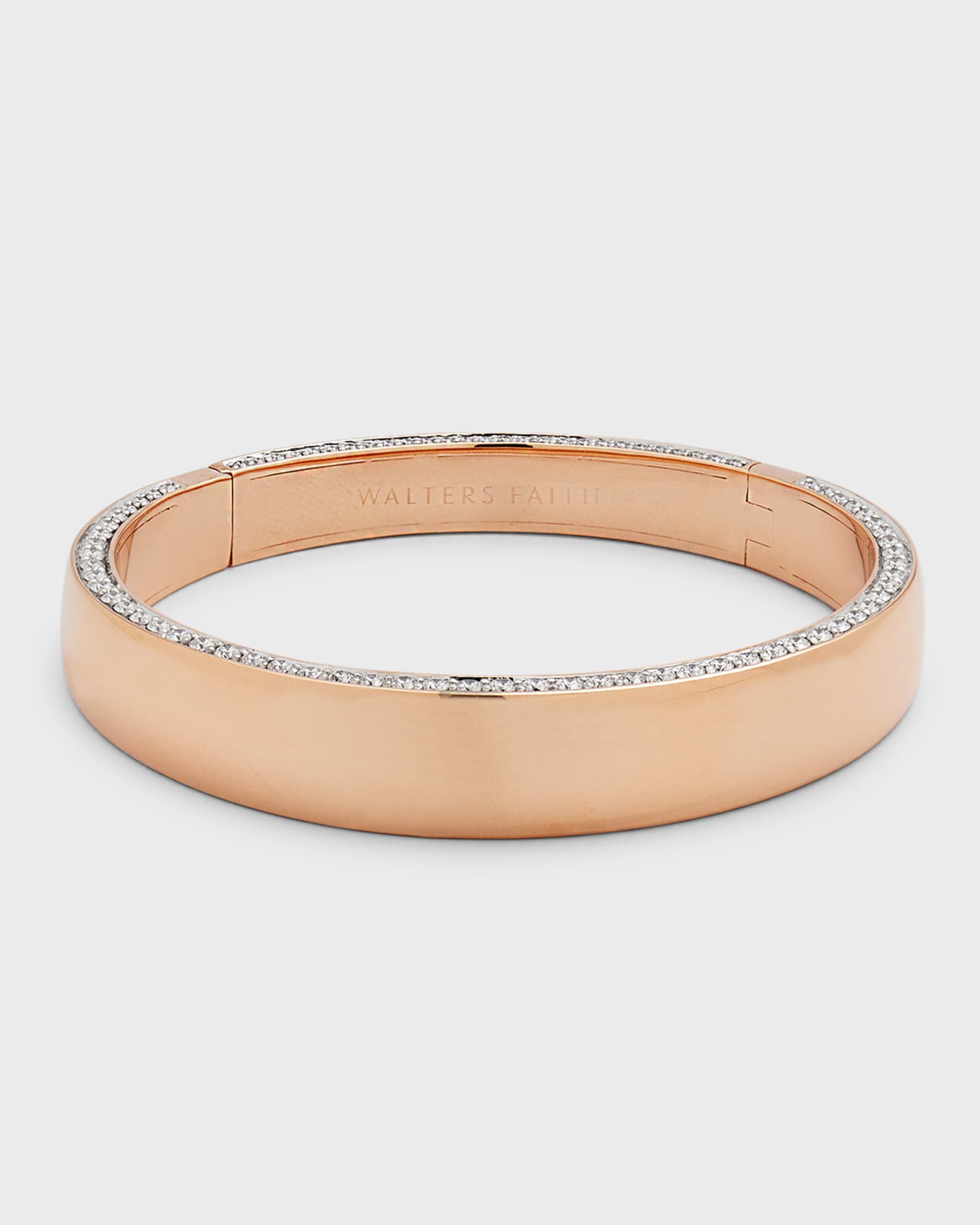 18K Rose Gold Lytton Diamond Edge Bombe Bangle Bracelet 0