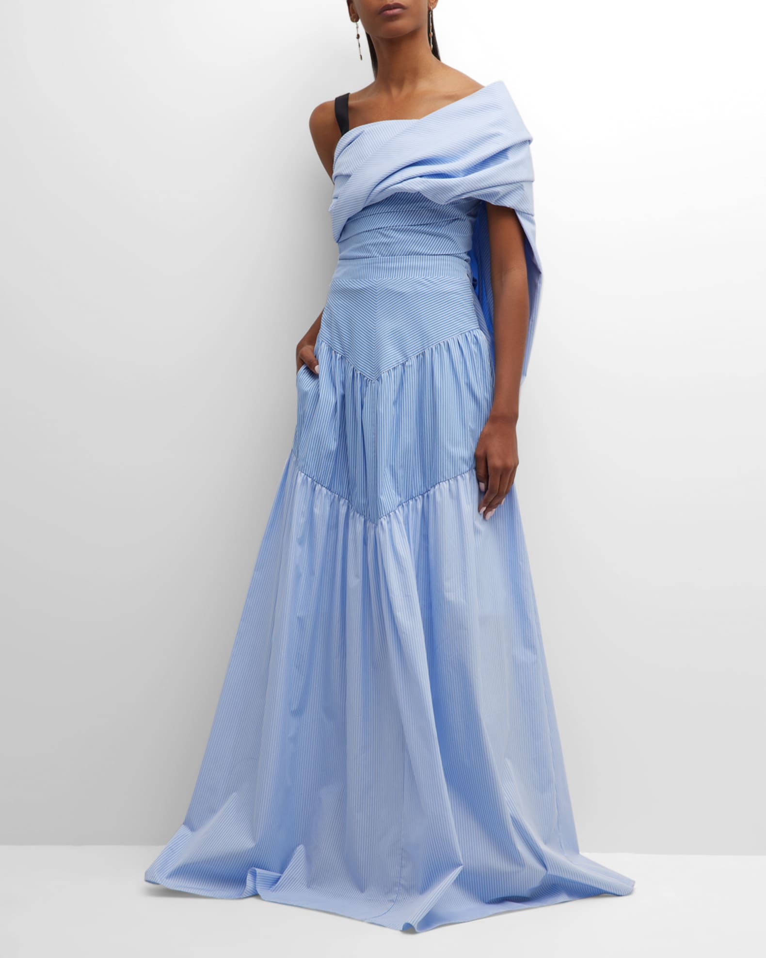 Hellessy Bloom Striped Tiered Maxi Skirt | Neiman Marcus