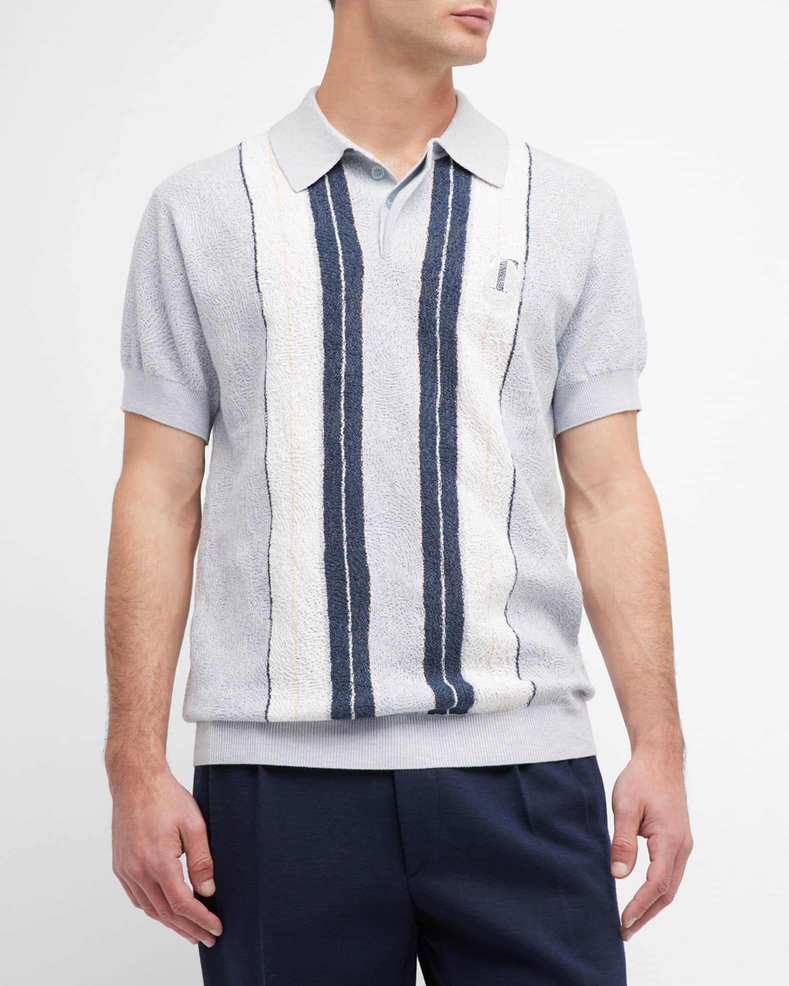 TWENTY Montreal Men's Identity Gauze Knit Polo Shirt Neiman Marcus