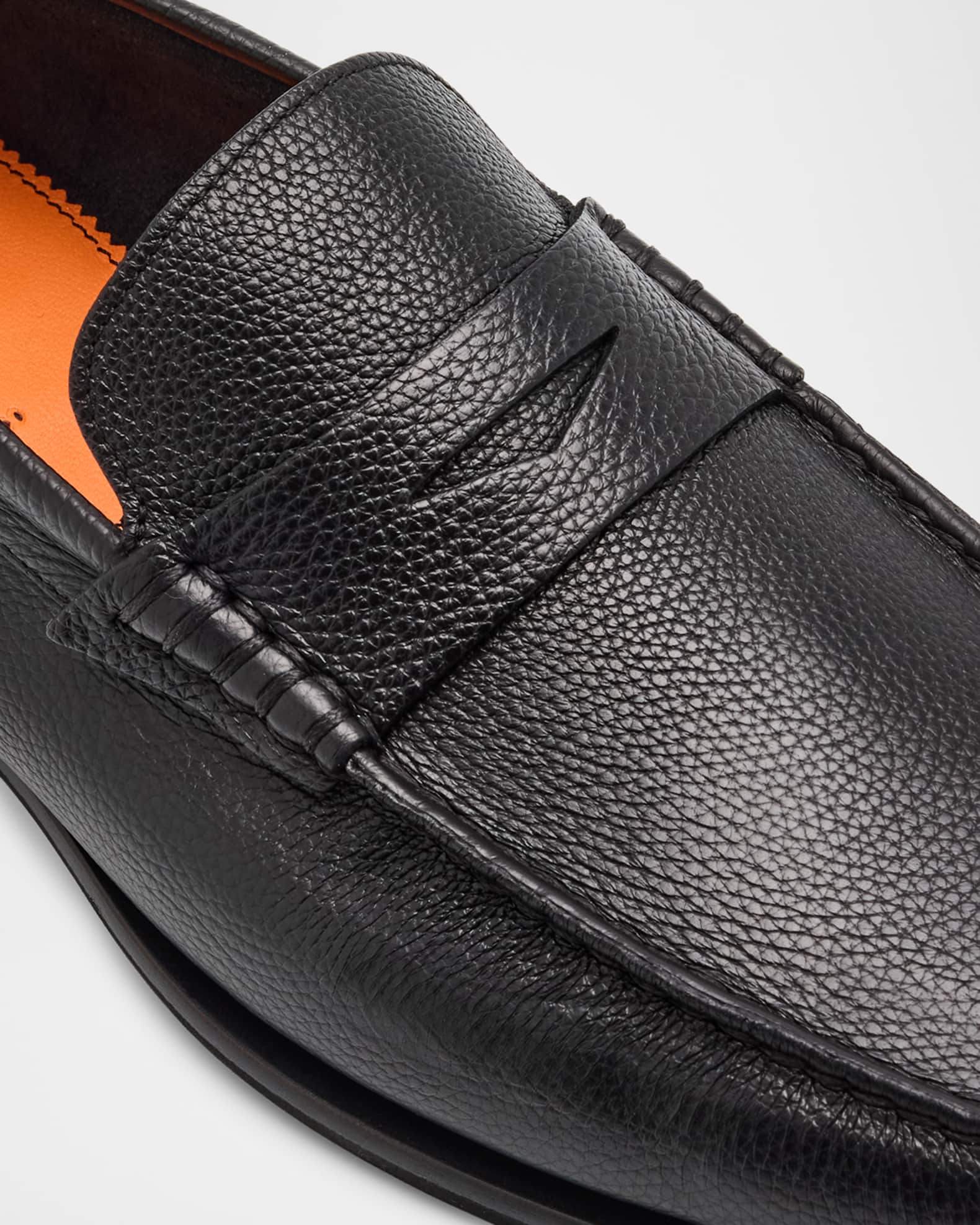 Santoni Men's Ikangia Leather Penny Loafers | Neiman Marcus