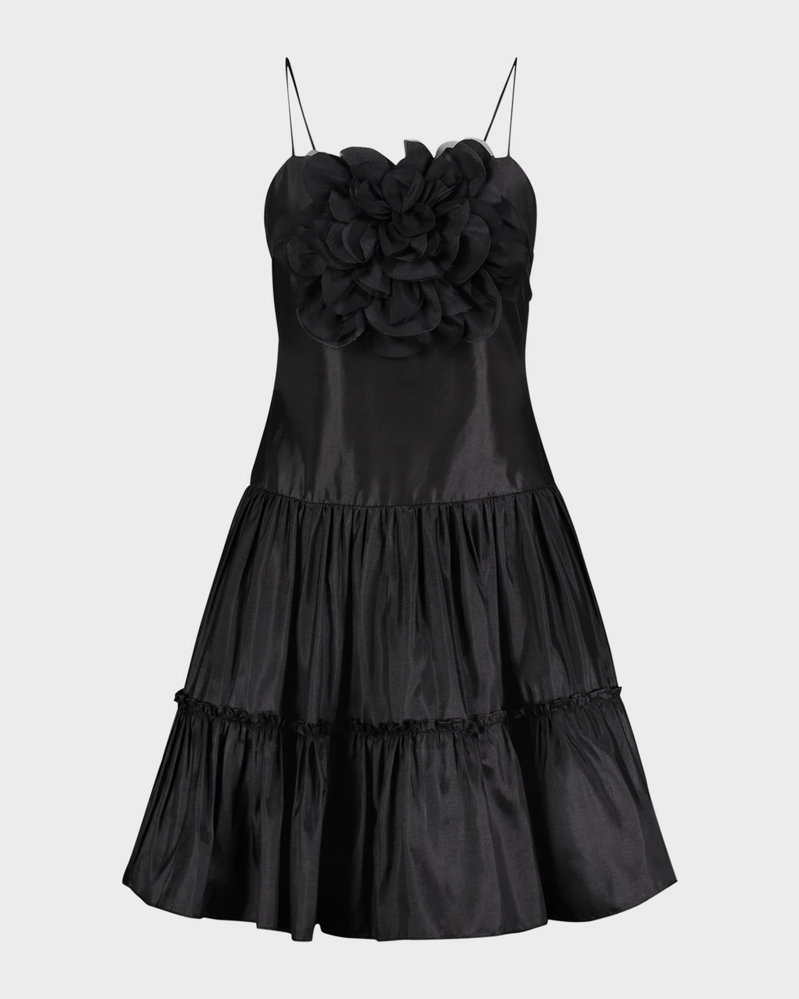 Zac Posen Floral Applique Tiered Mini Dress | Neiman Marcus