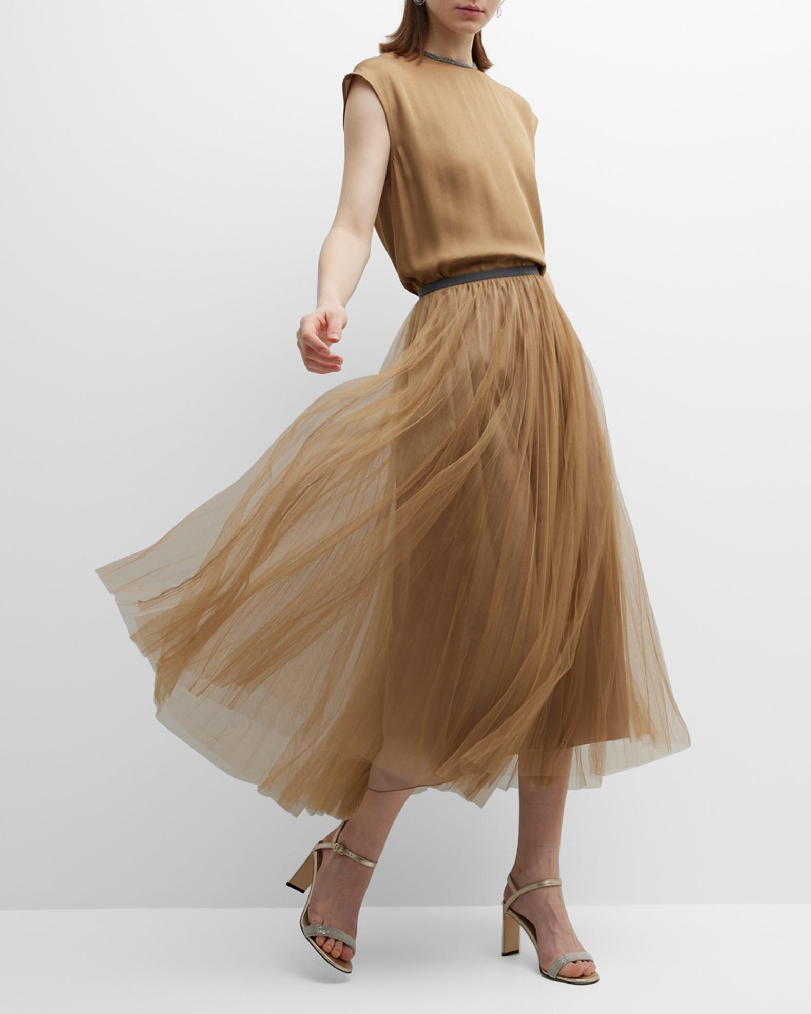 Fabiana Filippi Beige Polyester Midi Skirt