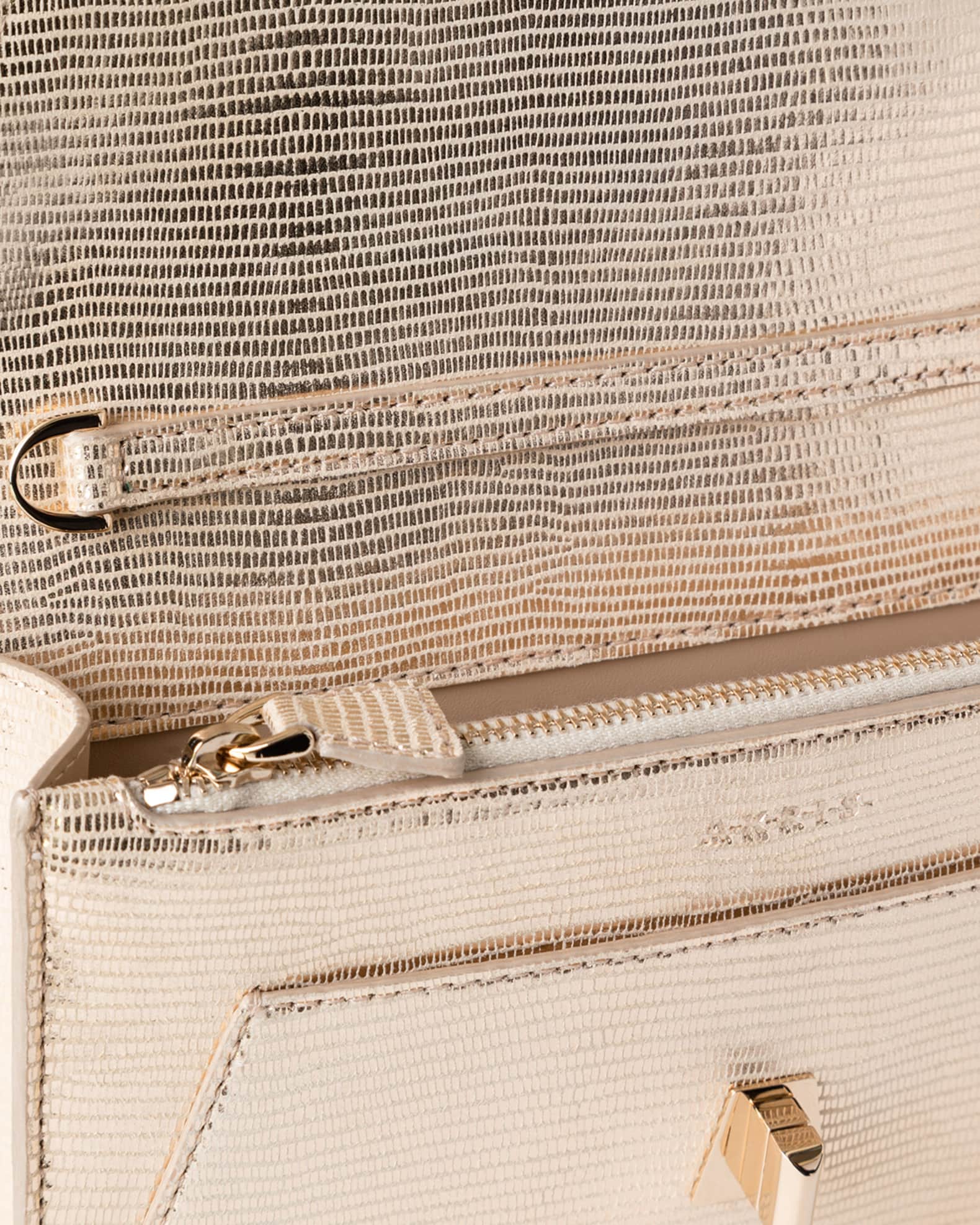 Akris Anouk Metallic Lizard-Embossed Crossbody Bag | Neiman Marcus