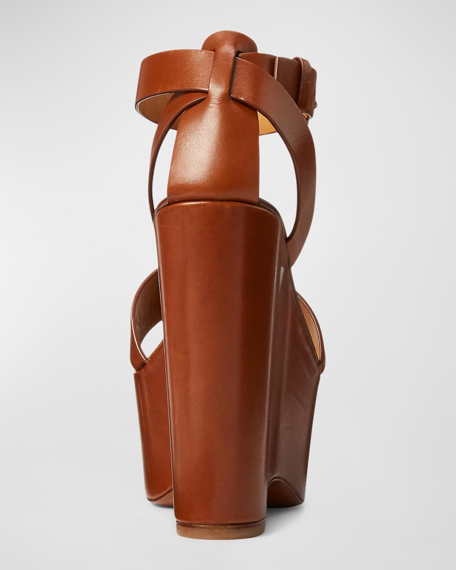 Ralph Lauren Collection Zadie Calfskin AnkleStrap Wedge Sandals
