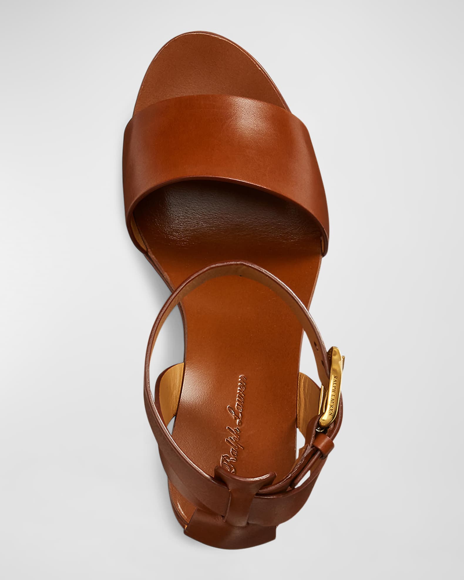 Ralph Lauren Collection Zadie Calfskin AnkleStrap Wedge Sandals