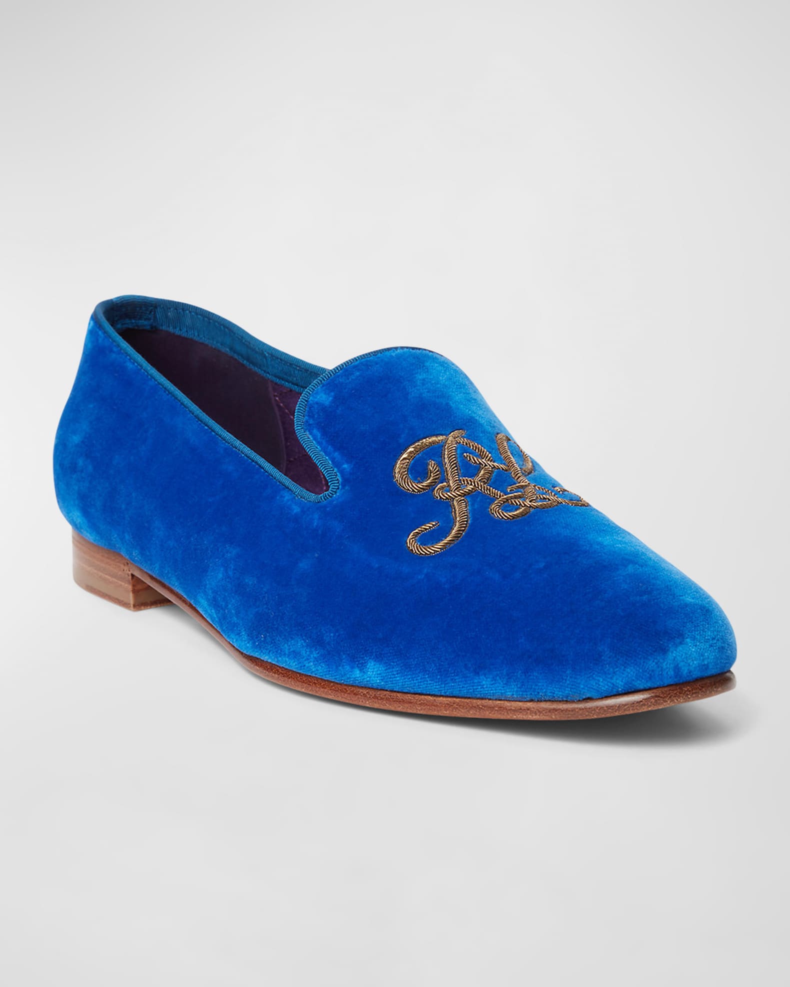 Men's Blue Velvet Loafers Shoes