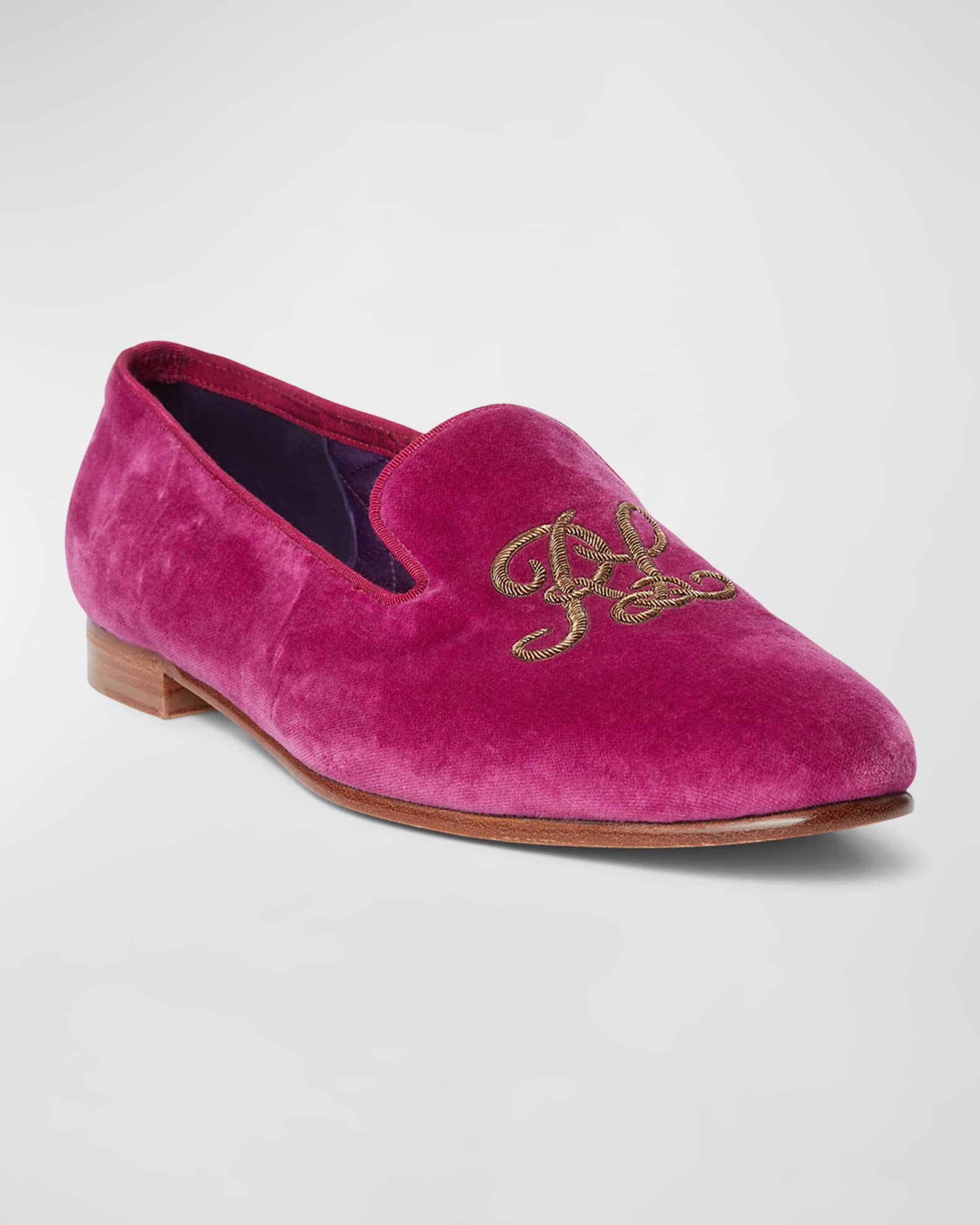 Vito Velvet Rhinestone Slip-On Smoking Loafers