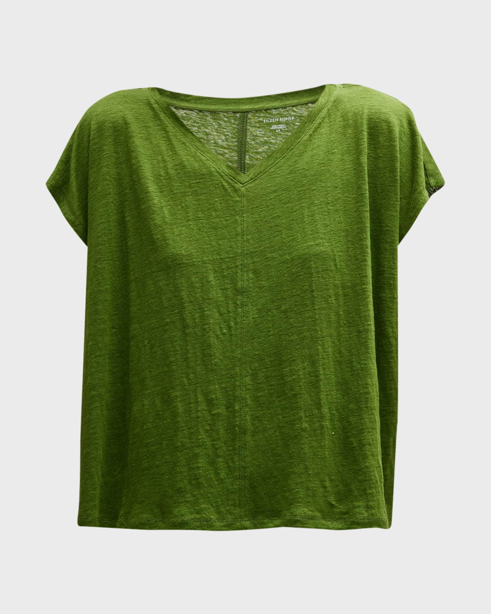 Eileen Fisher VNeck ShortSleeve Organic Linen Tee Neiman Marcus