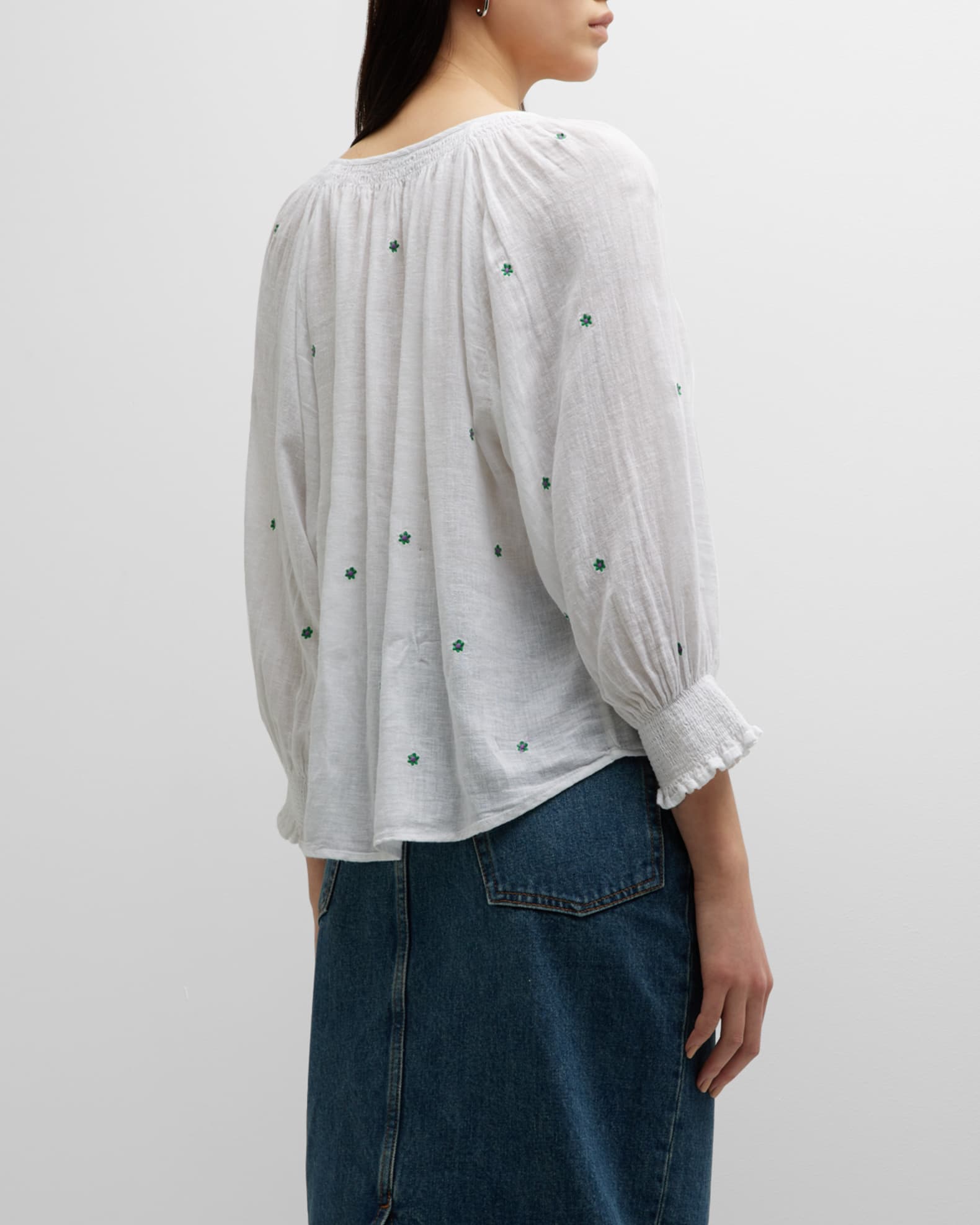 Argenta Black Grid Embroidery Blouse by Rails
