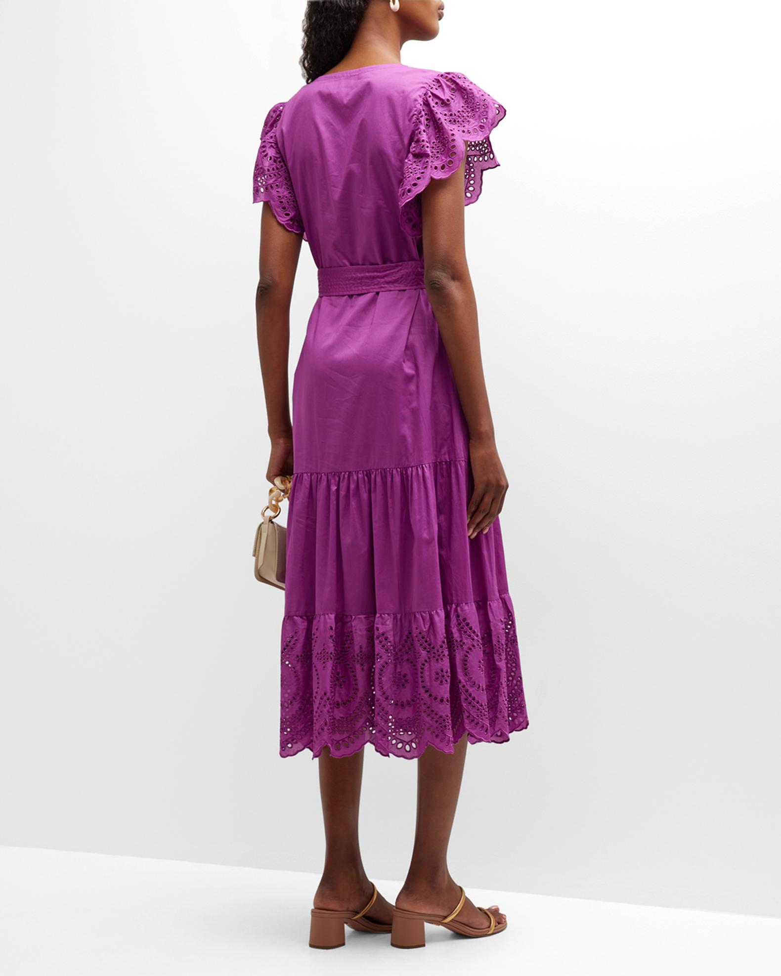 Rails Gia Eyelet-Embroidered Poplin Midi Dress | Neiman Marcus