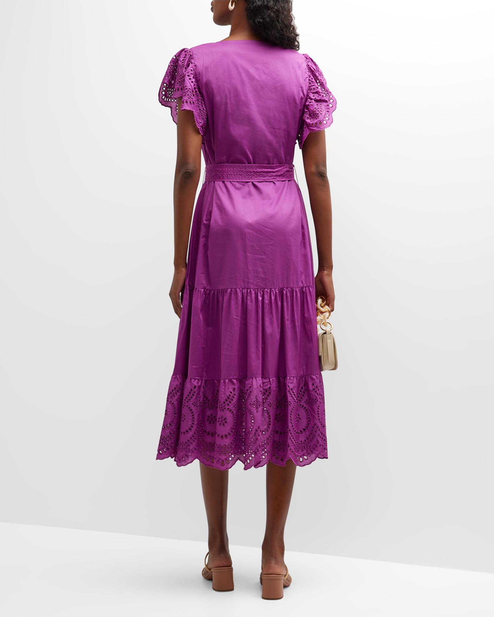 Rails Gia Eyelet-Embroidered Poplin Midi Dress | Neiman Marcus