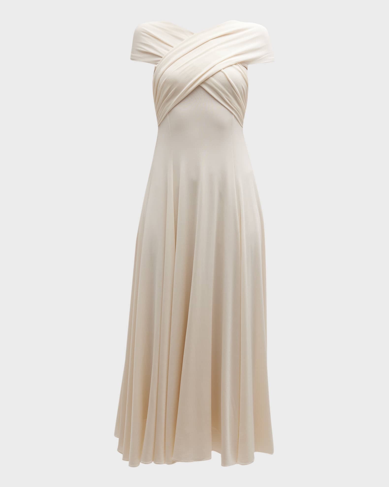 Khaite Bruna Off-Shoulder Crossover Gown | Neiman Marcus
