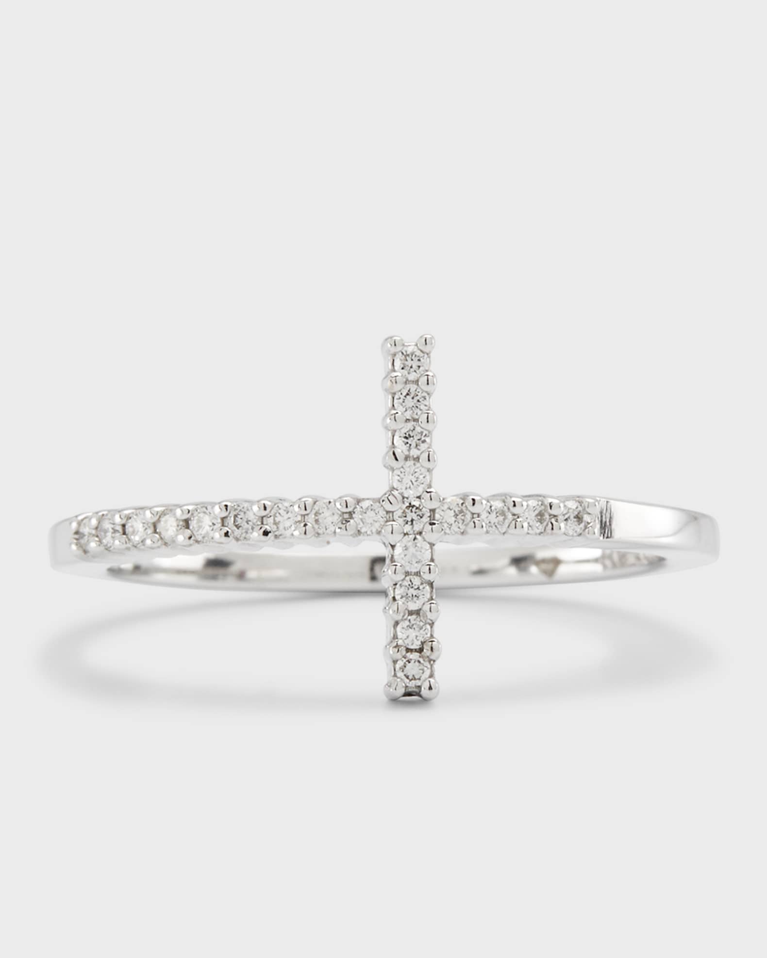 Roberto Coin 18K White Gold Slim Cross Ring, Size 7