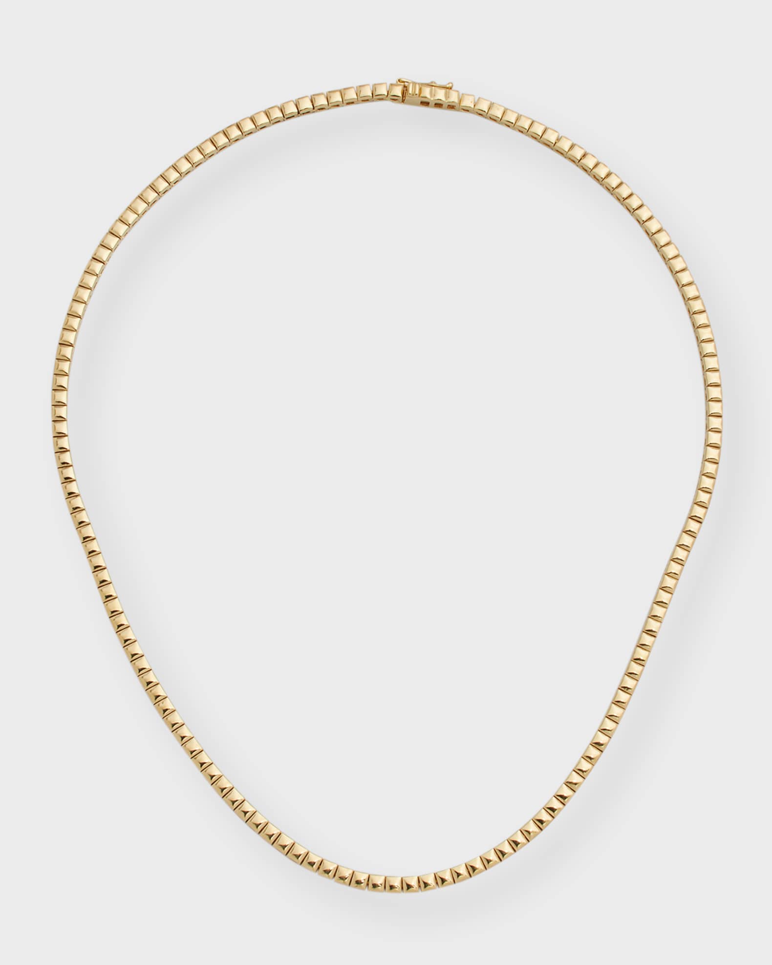 18k Gold Square Tennis Necklace 0