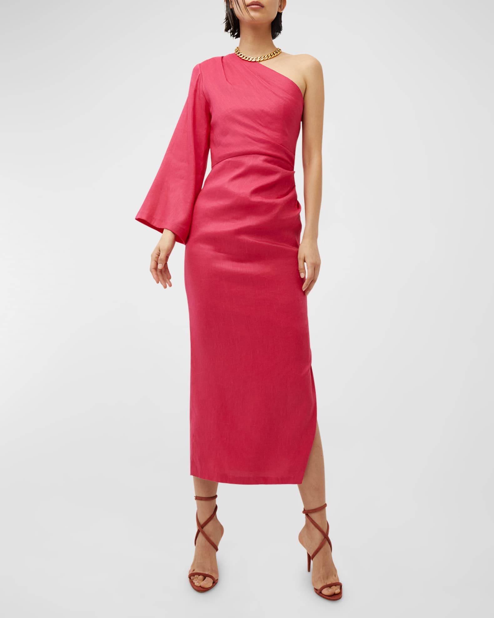 Veronica Beard Patsy OneShoulder Midi Dress Neiman Marcus