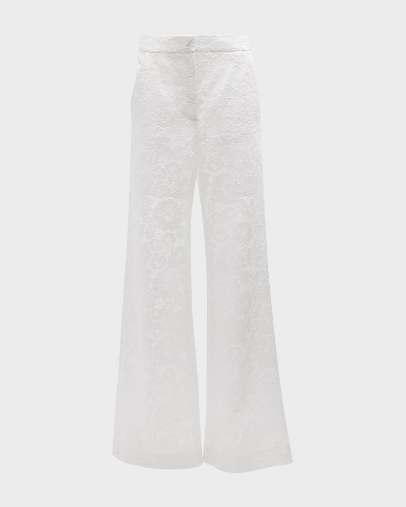 Veronica Beard Tonelli Lace Wide-Leg Tailored Pants | Neiman Marcus