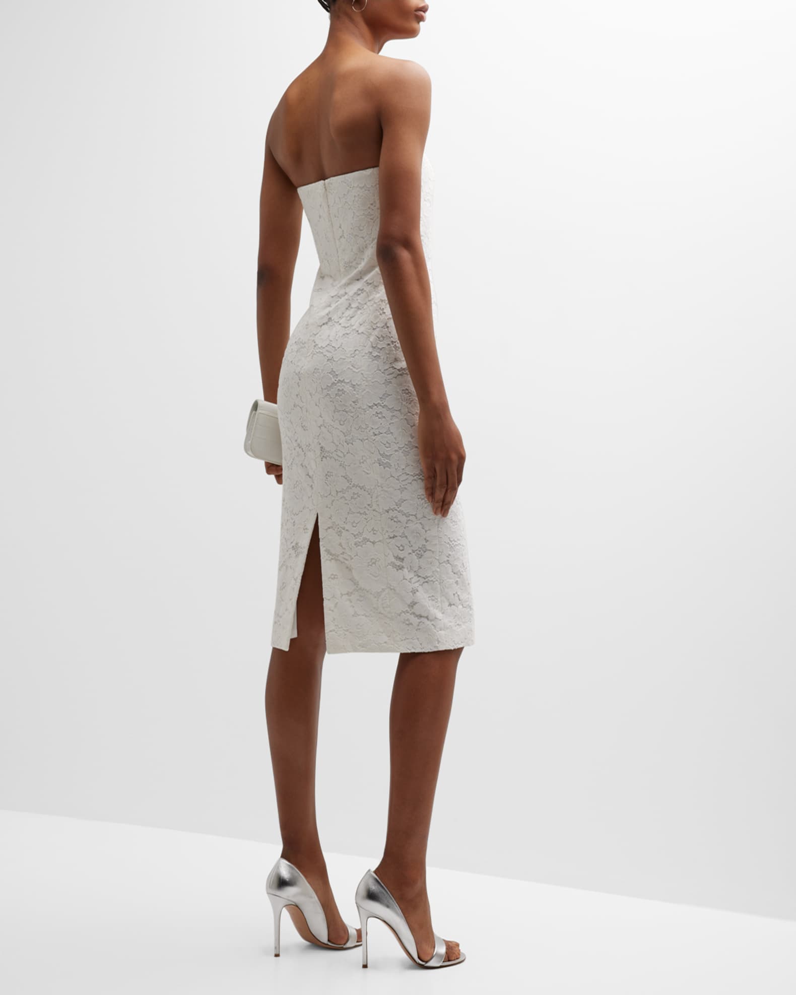 Veronica Beard Sanaz Lace Strapless Midi Dress | Neiman Marcus